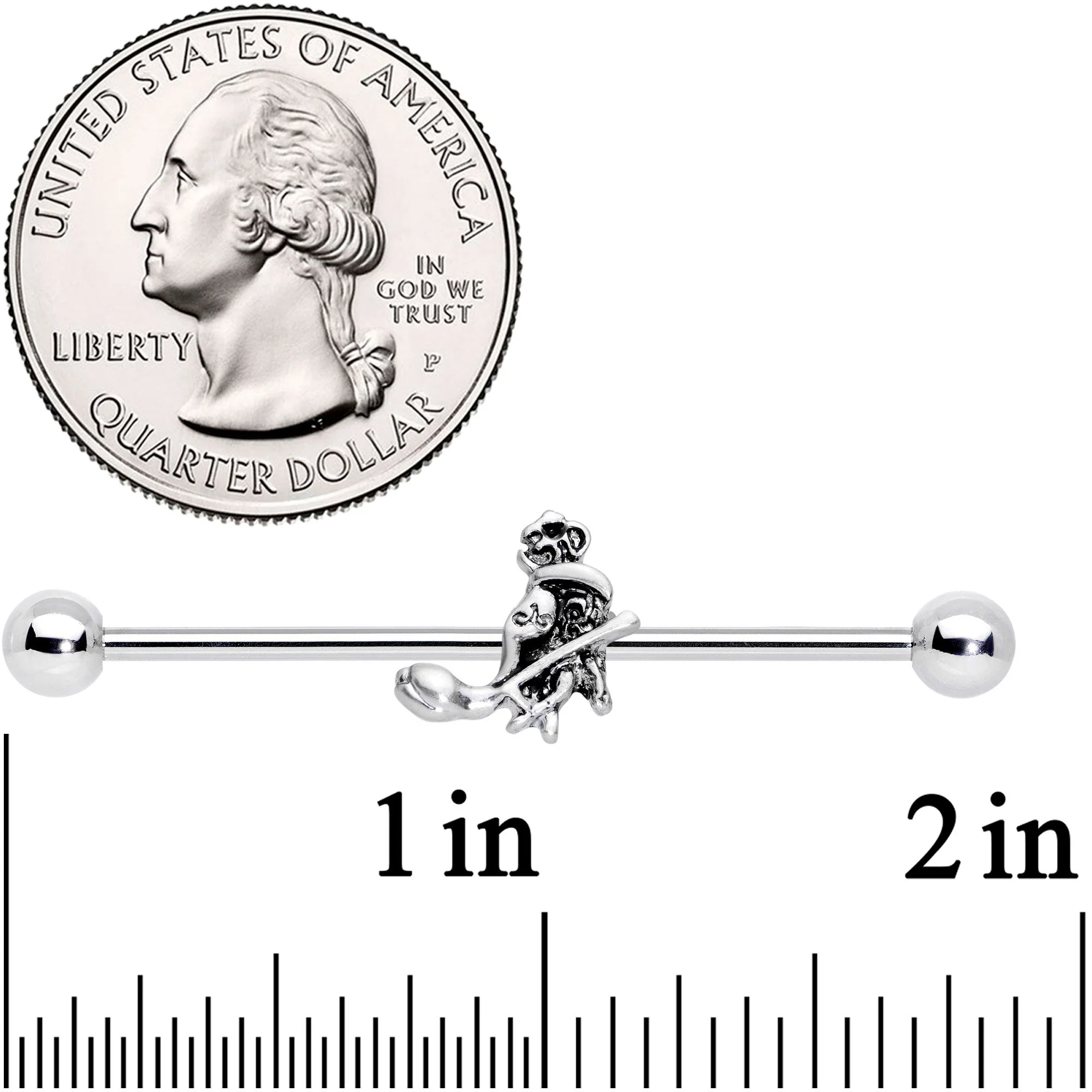 14G Sacred Hamsa Hand with Flower Industrial Barbell 38mm - Image 2