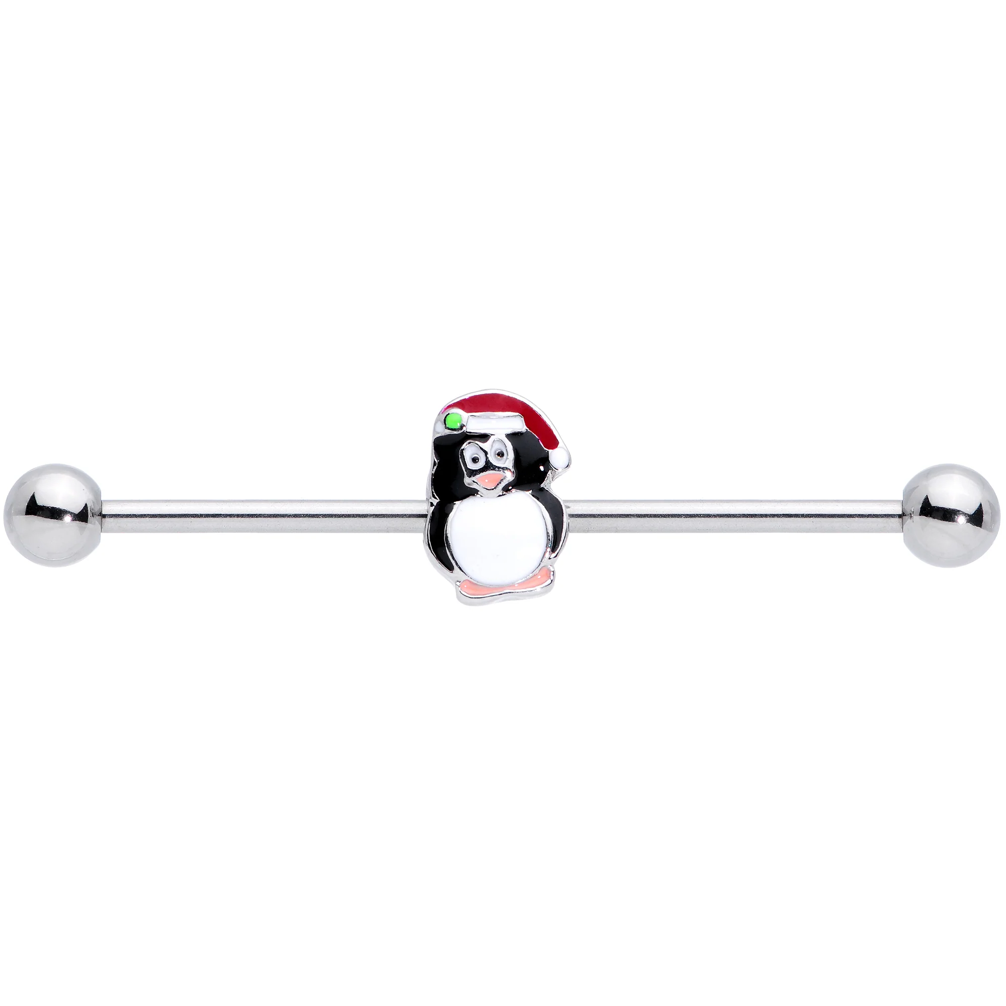 14G Santa Hat Penguin Christmas Industrial Barbell 38mm - Image 2