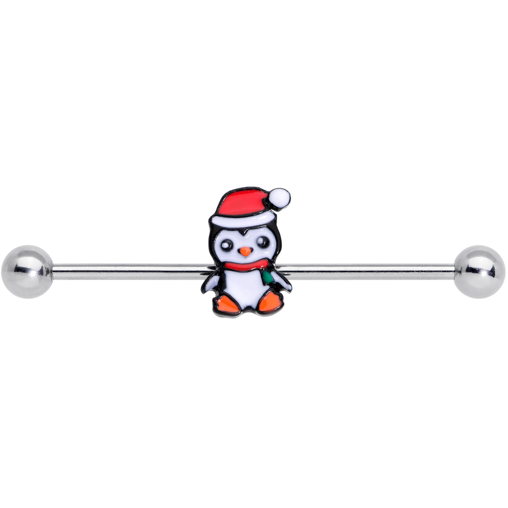 14G Santa Penguin Christmas Industrial Barbell 38mm - Image 3