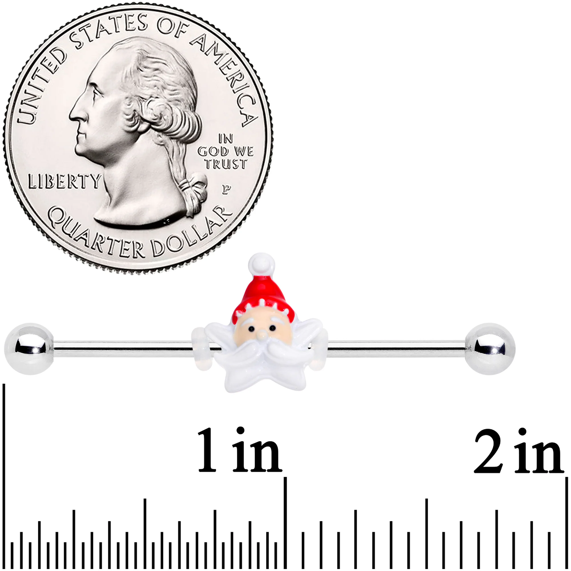14G Santas Beard Holiday Christmas Industrial Barbell 38mm - Image 2