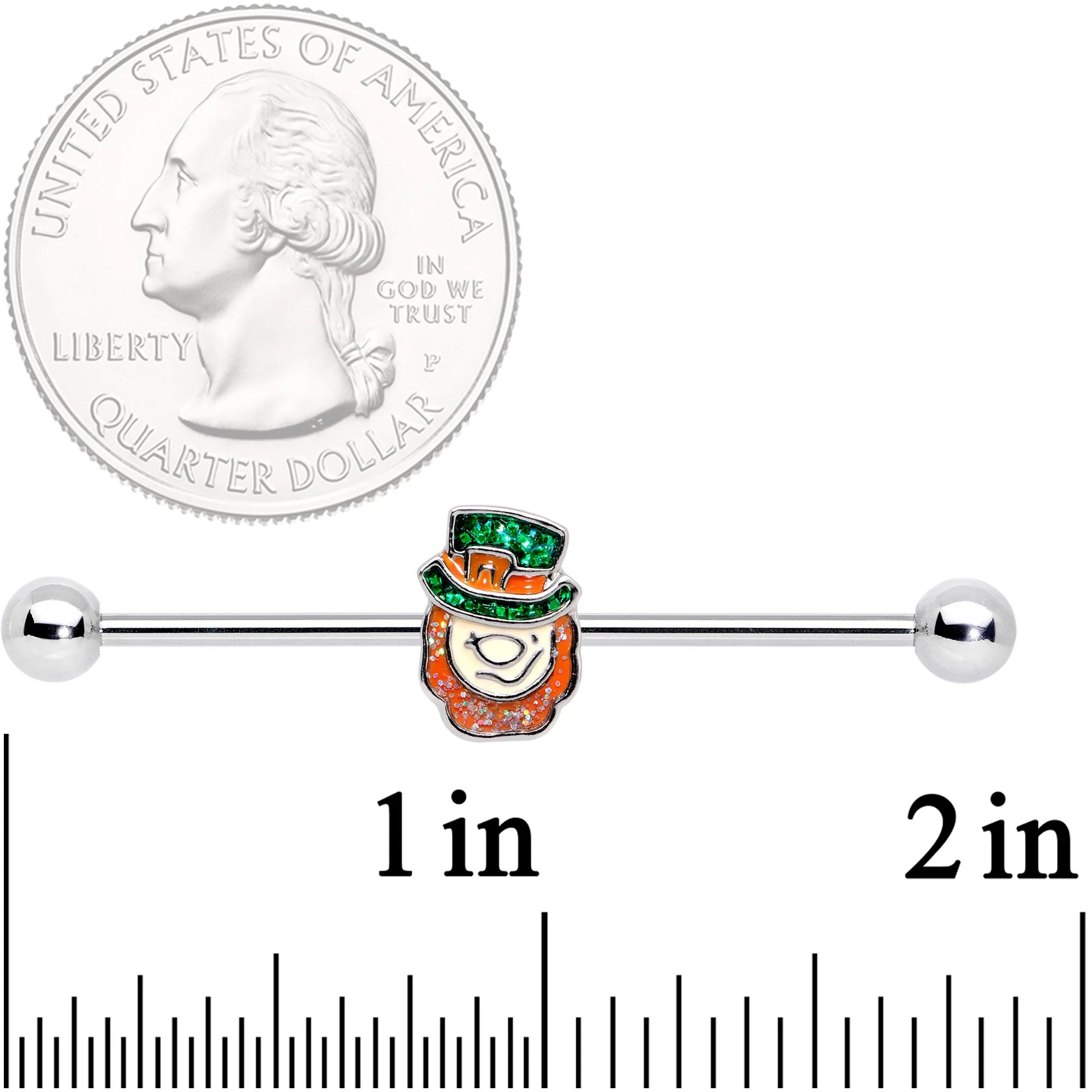 14G St Patricks Day Leprechaun Barbell Industrial 38mm - Image 2