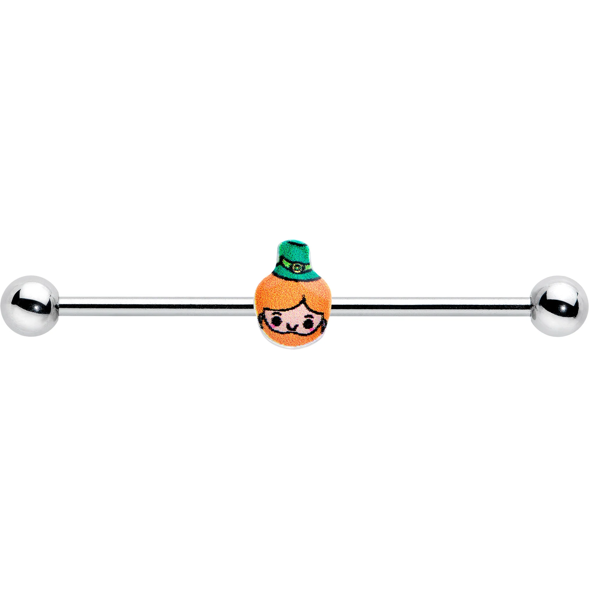 14G Sweet Happy Leprechaun St Patricks Industrial Barbell 38mm - Image 2