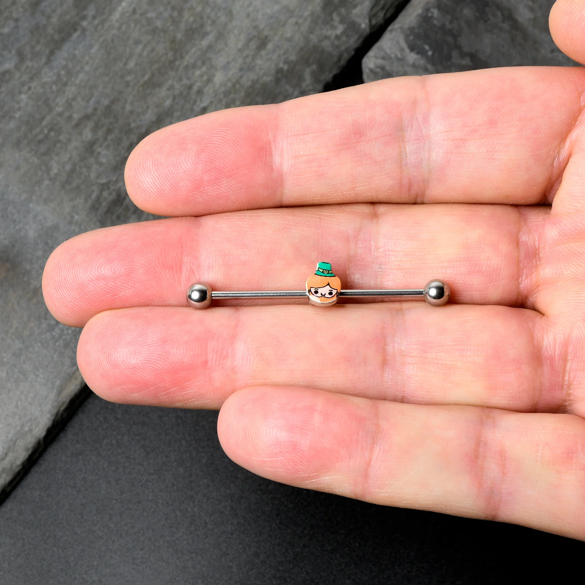 14G Sweet Happy Leprechaun St Patricks Industrial Barbell 38mm - Image 6