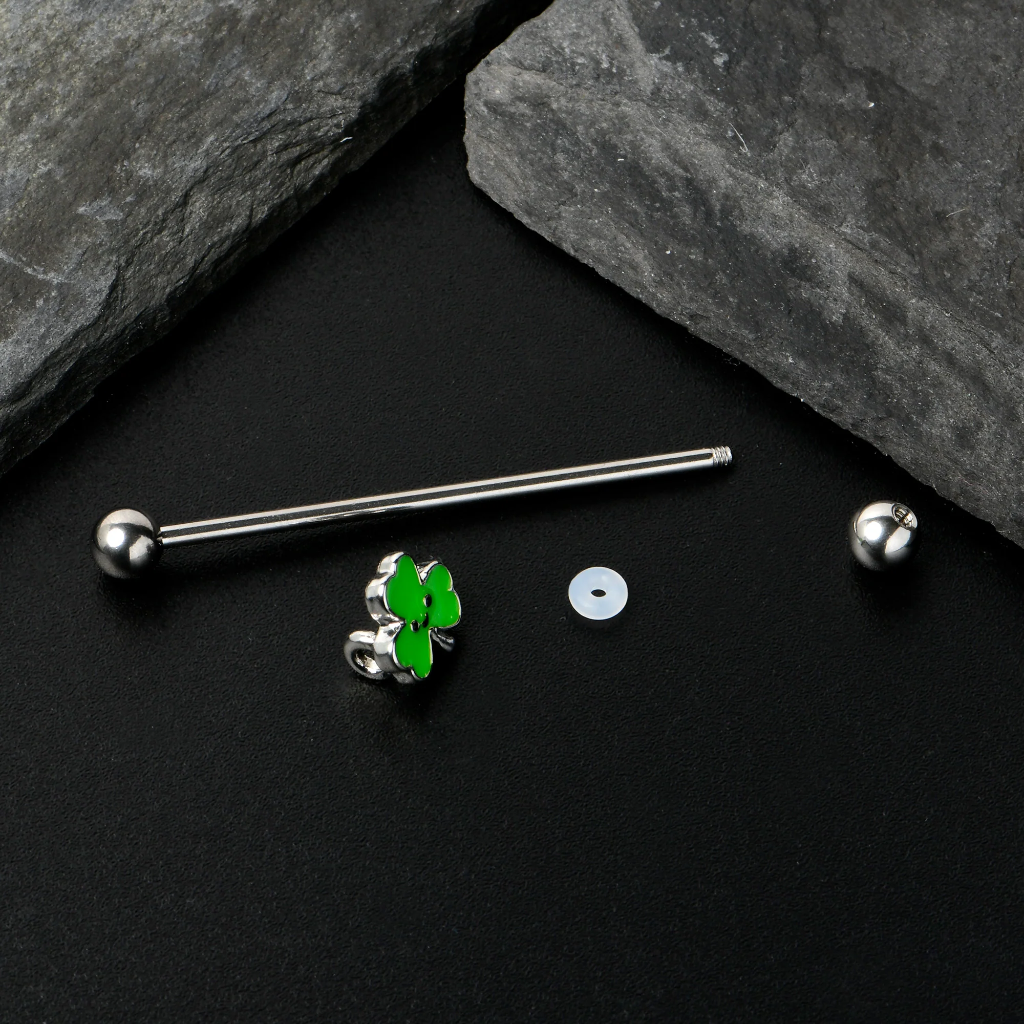 14G Sweet Happy Shamrock St Patricks Industrial Barbell 38mm - Image 8