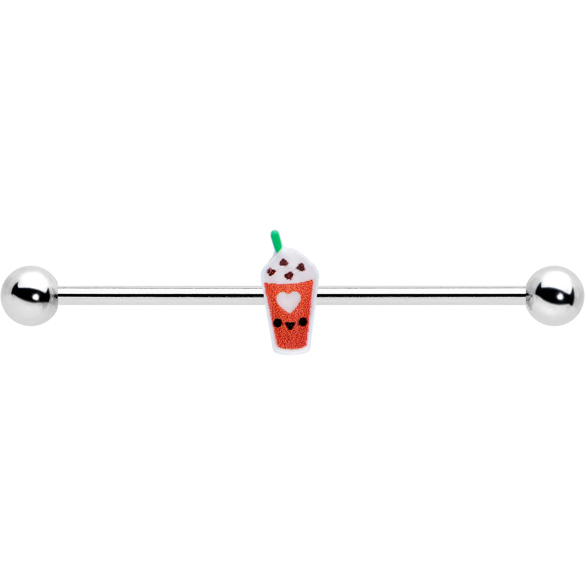 14G Sweet Pumpkin Frappe Thanksgiving Industrial Barbell 38mm - Image 2