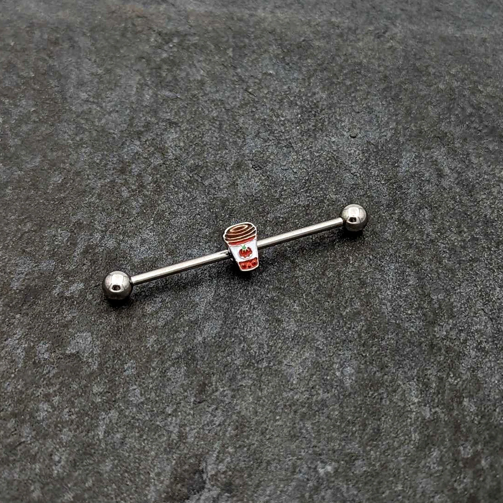 14G Sweet Pumpkin Latte Thanksgiving Industrial Barbell 38mm - Image 4