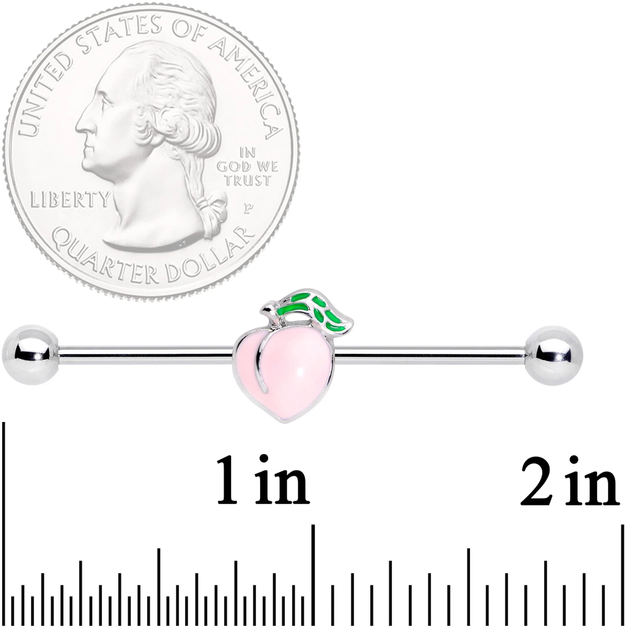 14G Sweet Sweet Pink Peach Industrial Barbell 38mm - Image 3