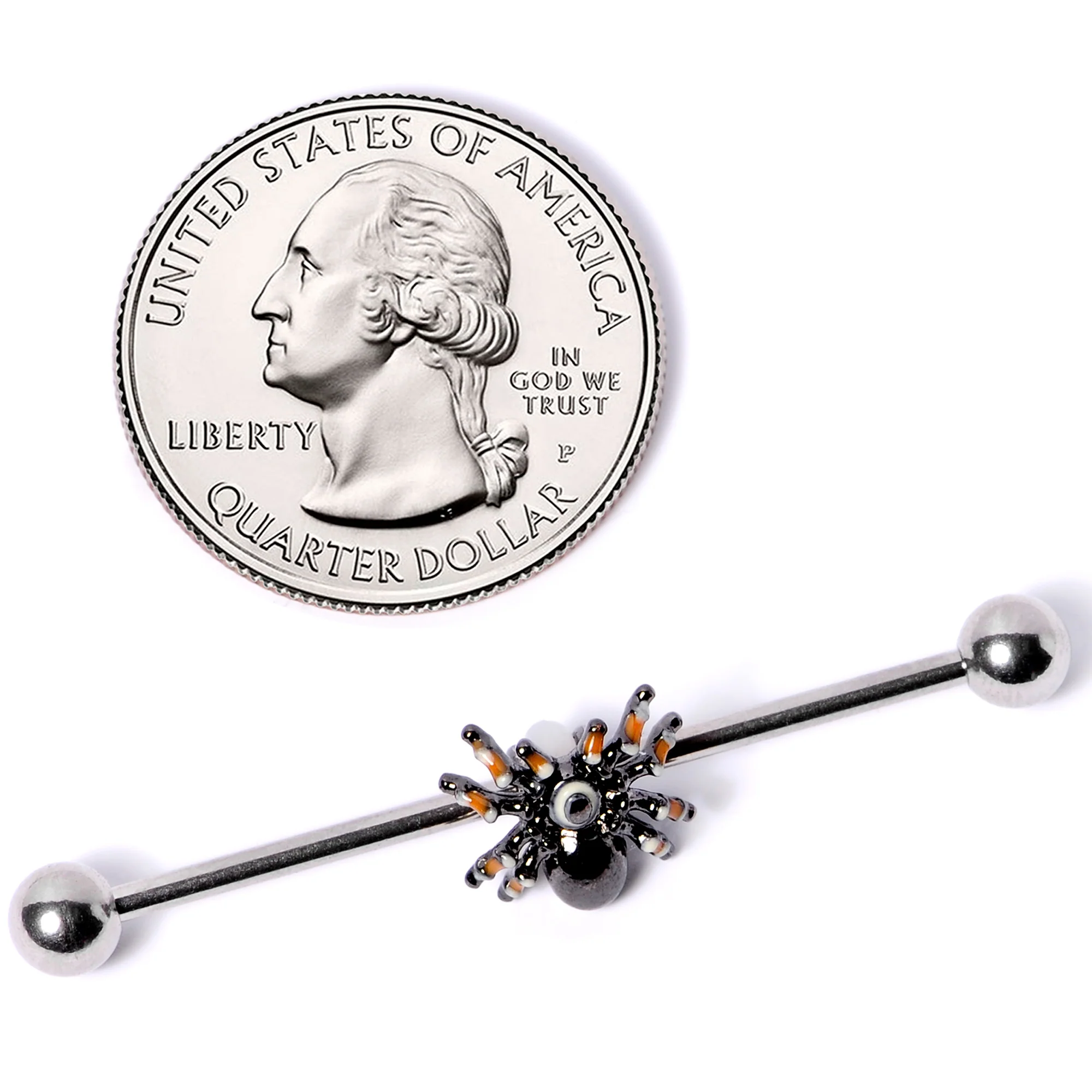 14G Tarantula Spider Halloween Industrial Barbell 38mm - Image 4