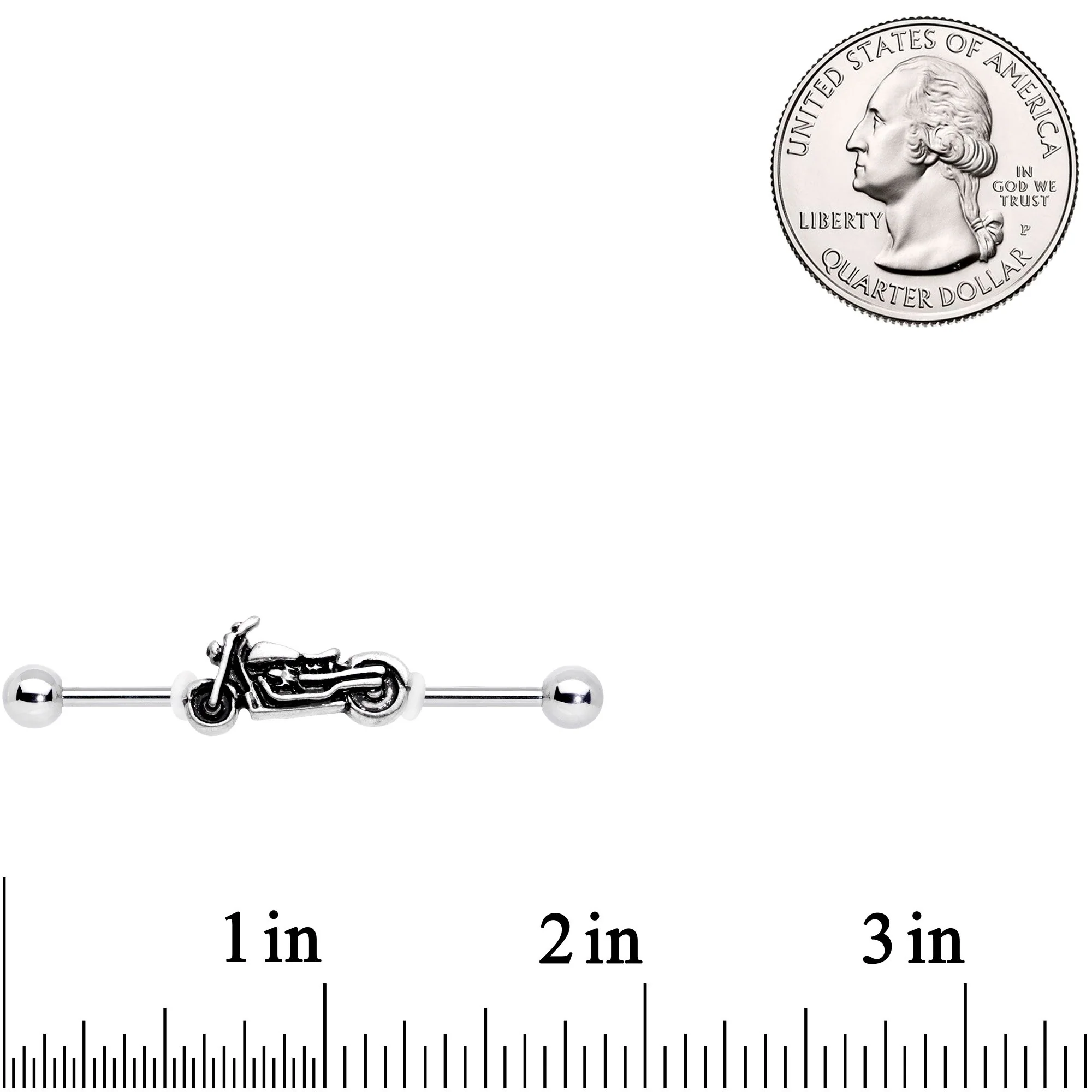 14G The Open Road Motorcycle Industrial Barbell 38mm - Image 2