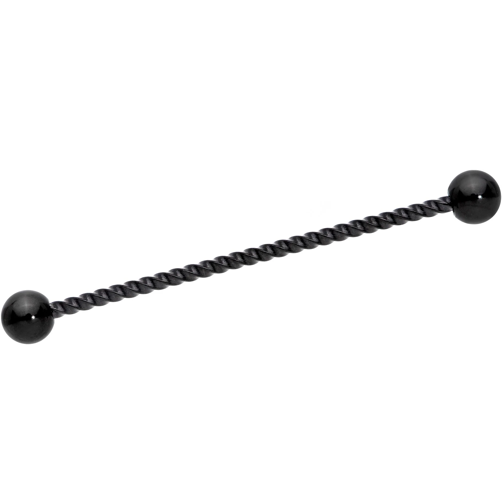 14G Tropic Blue Flower Black Twisted Industrial Barbell Set 38mm - Image 3