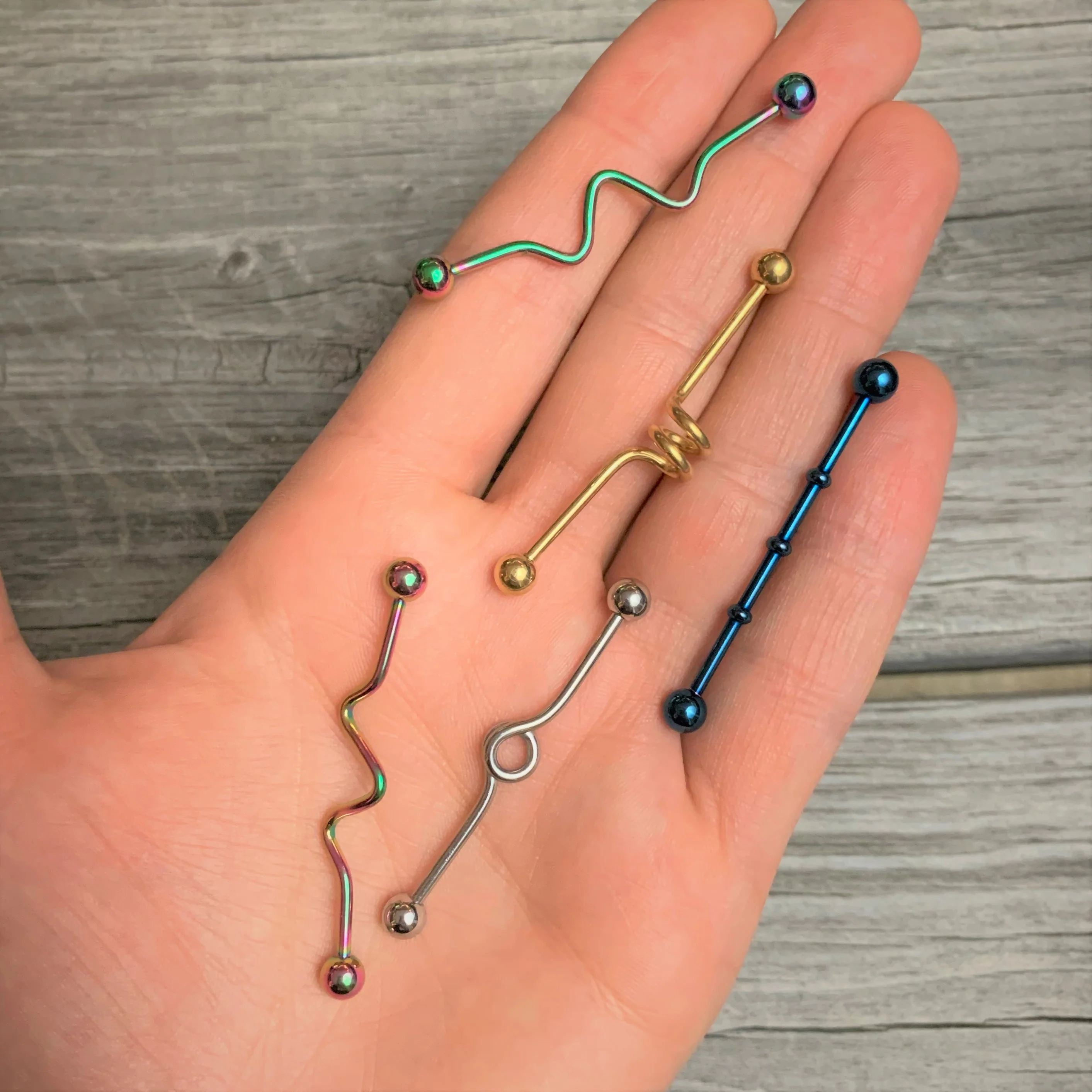 14G Wacky Shape Industrial Project Bar Set of 5 40mm - Image 2