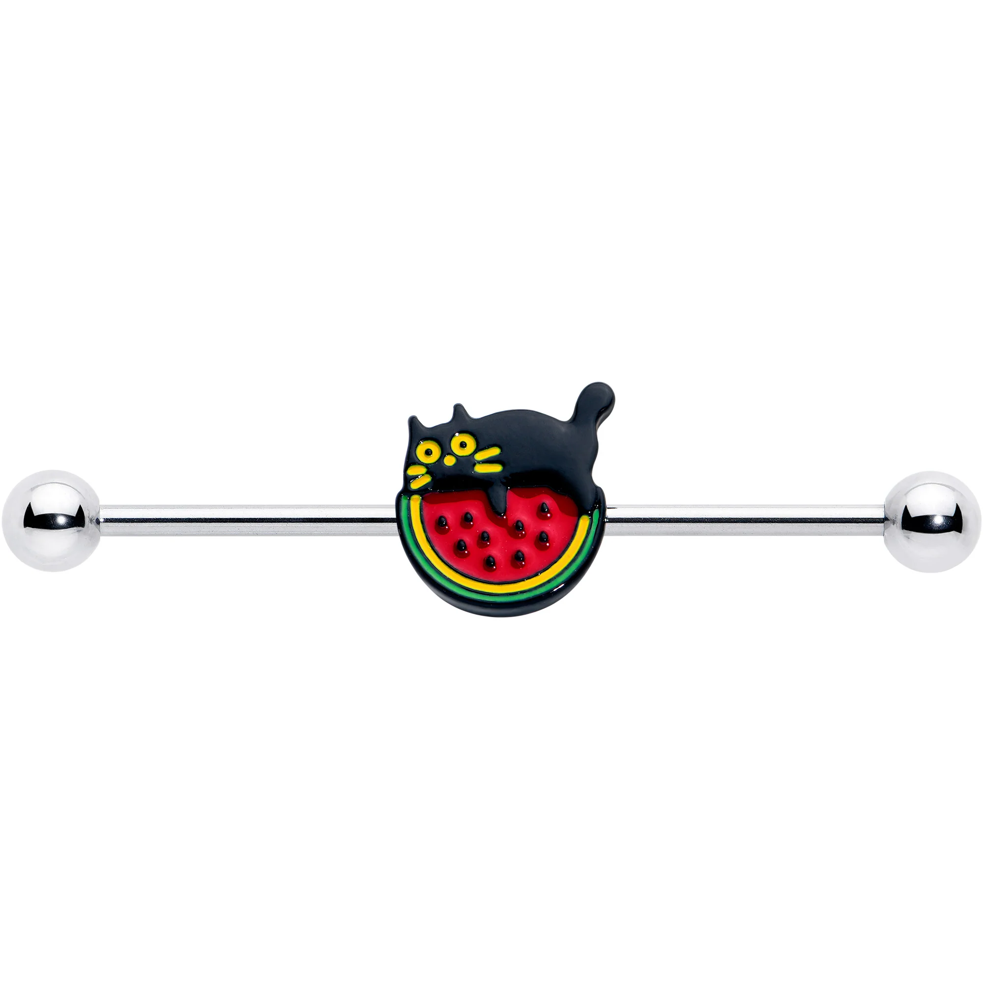 14G Watermelon Cat Love Industrial Barbell 38mm - Image 2