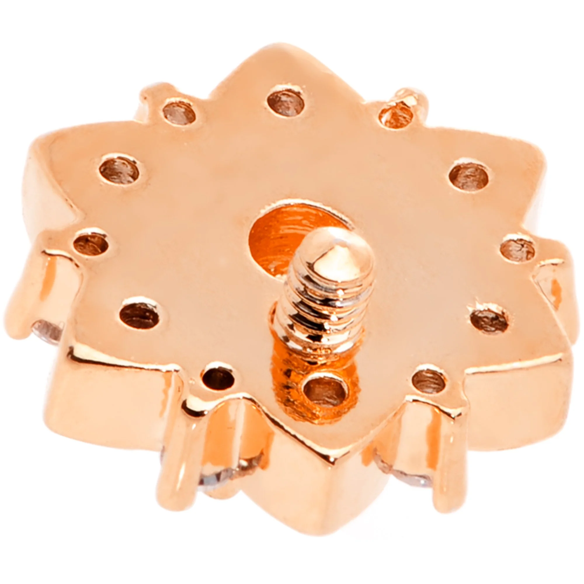 14G White Faux Opal Rose Gold Tone Floral Glam Dermal Anchor Top - Image 4