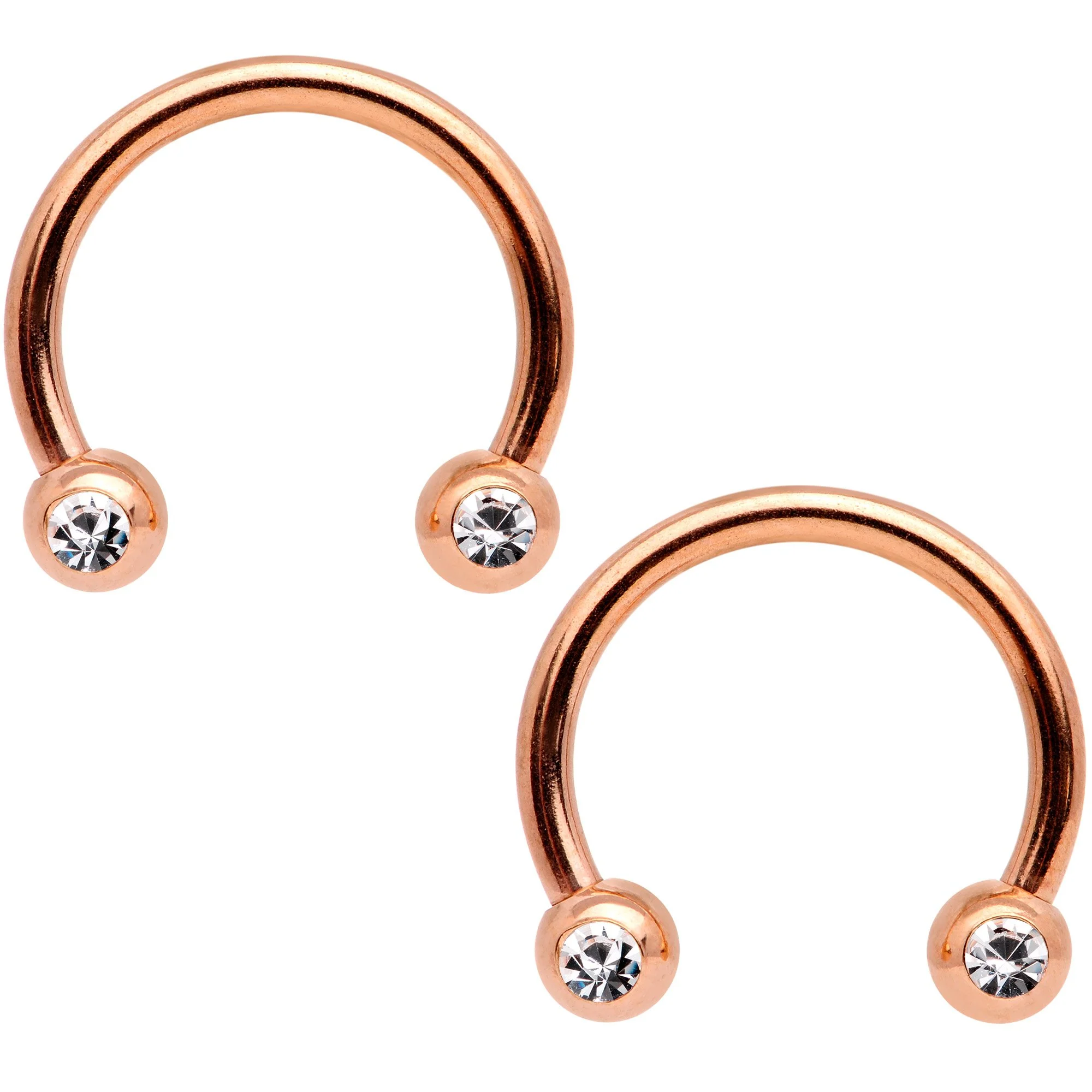 14G White Faux Opal Rose Gold Tone Sun Moon Nipple Ring Set of 4 - Image 3