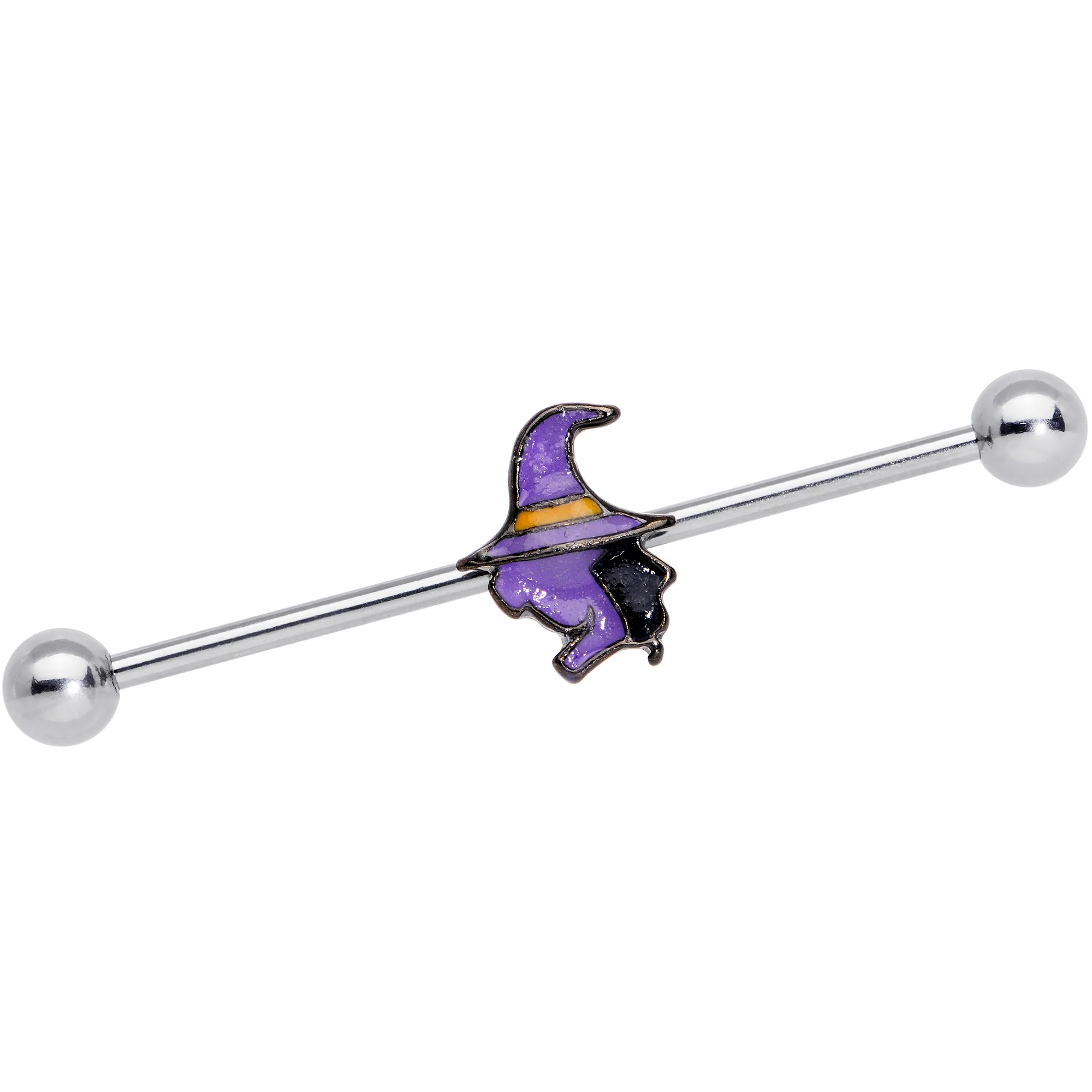 14G Witch Halloween Glow in the Dark Industrial Barbell 38mm