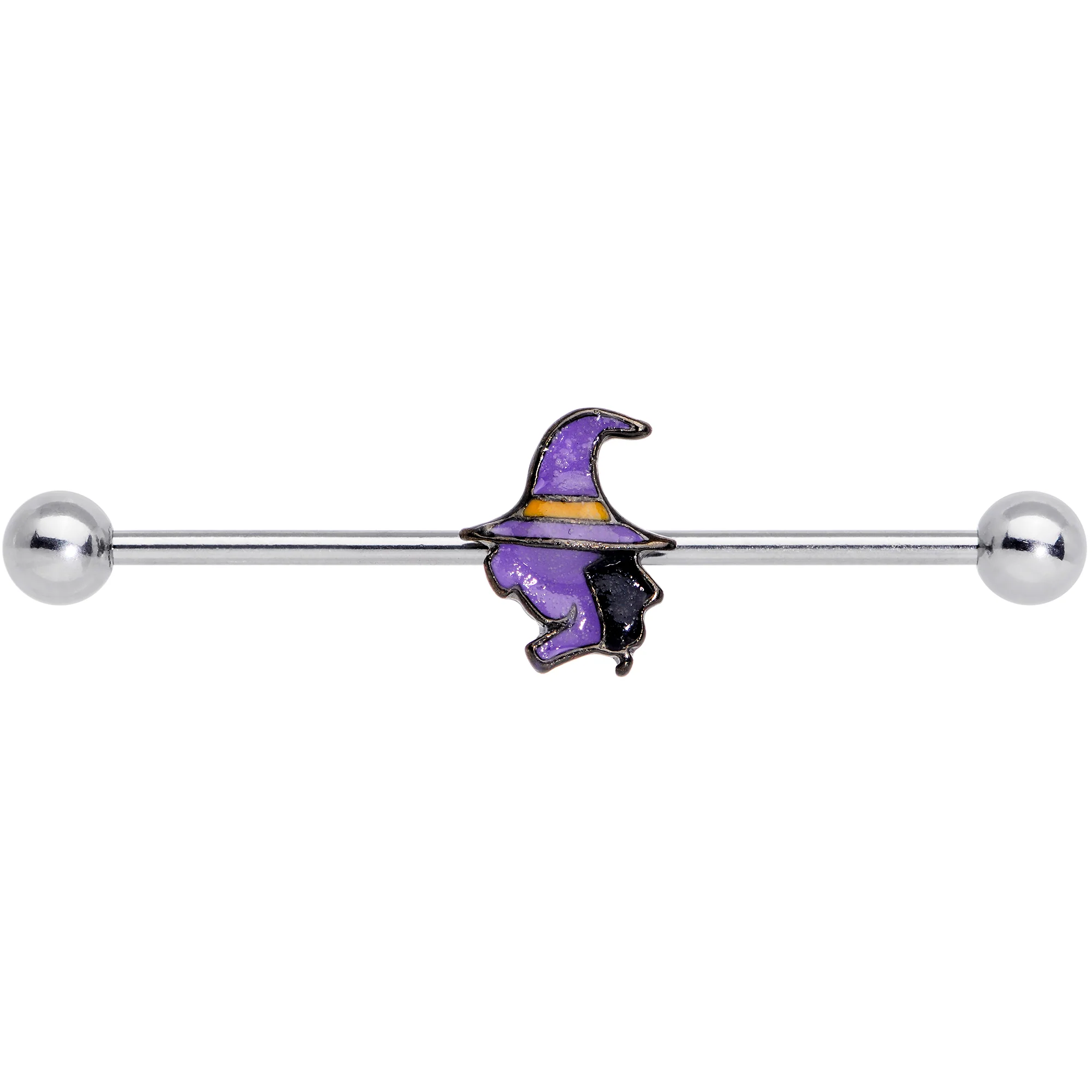 14G Witch Halloween Glow in the Dark Industrial Barbell 38mm - Image 2