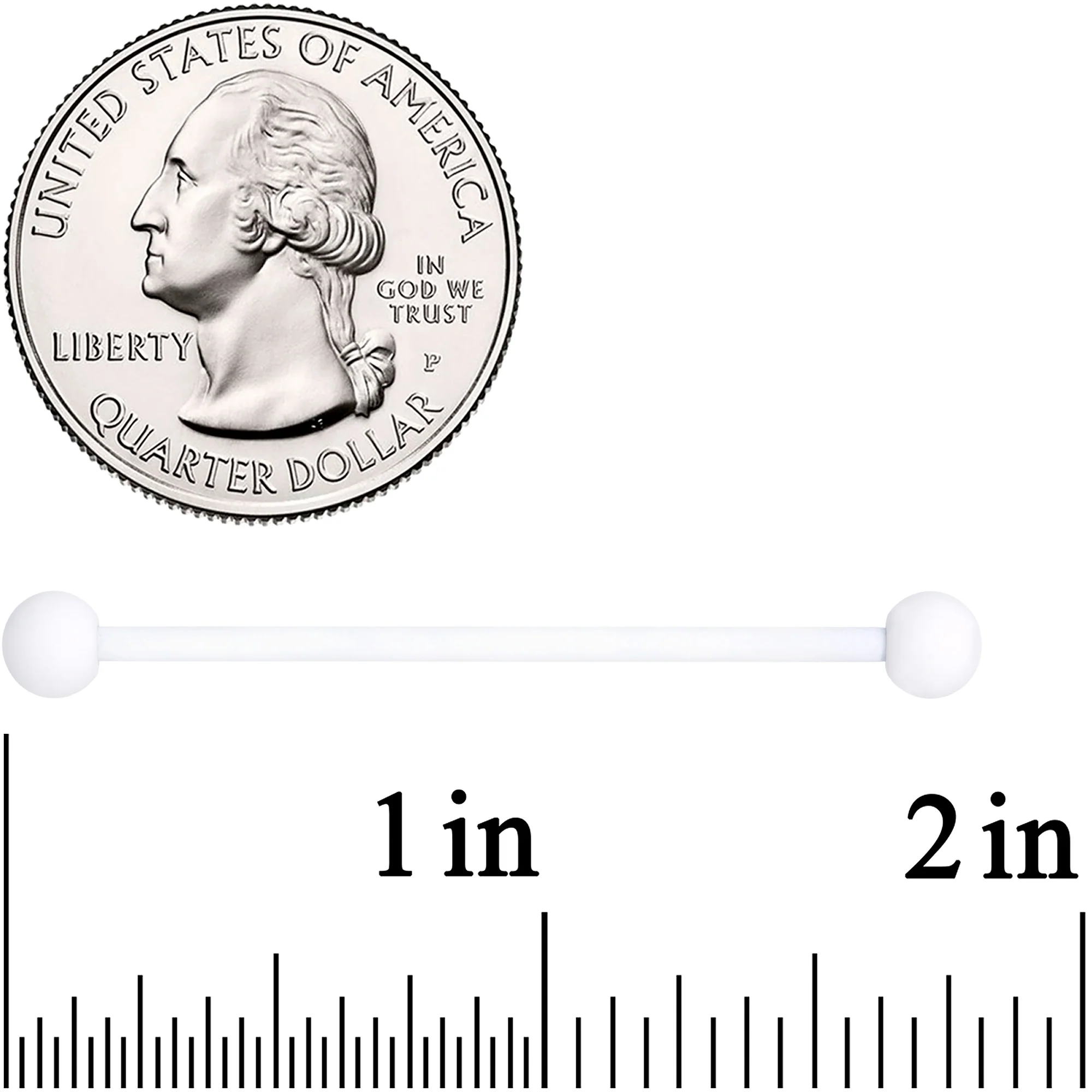 14G Wonderful White Matte Industrial Barbell 38mm - Image 4