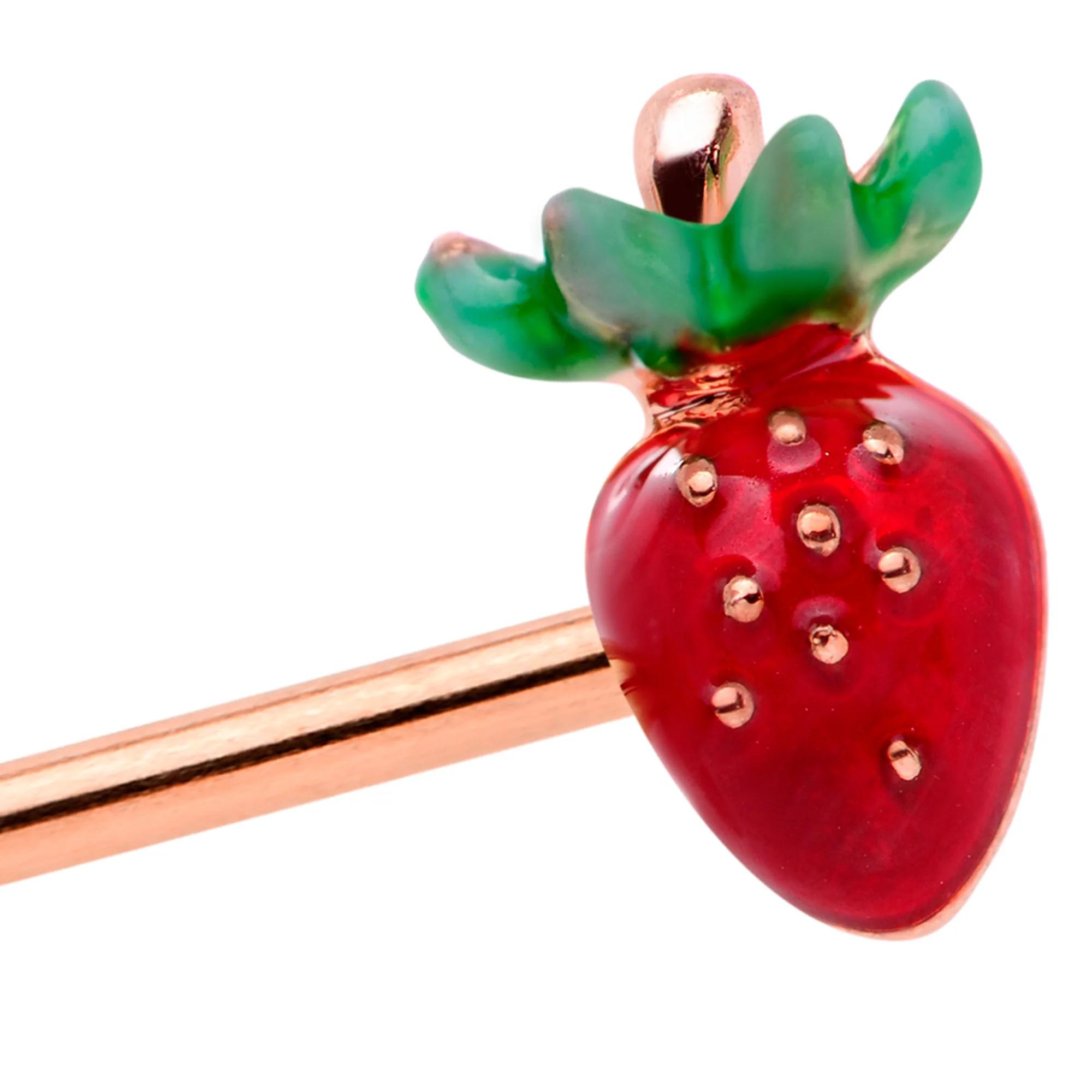 14G Yellow Gem Rose Gold Tone Berry Industrial Barbell 38mm - Image 2