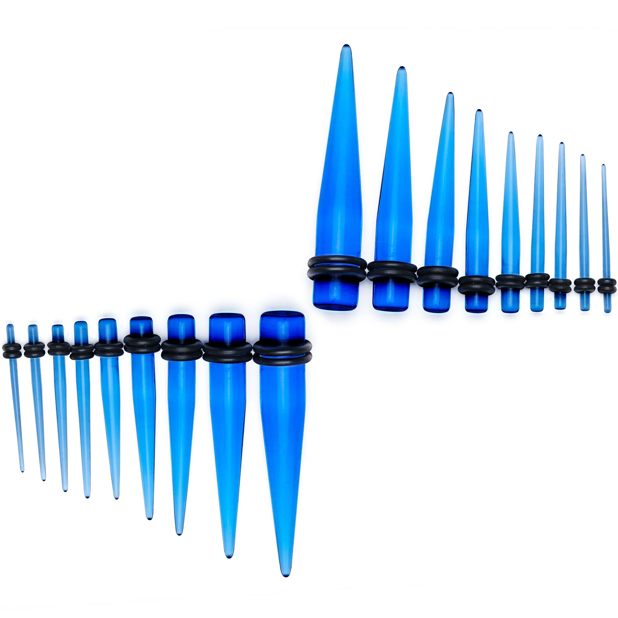 14 to 00G Light Blue Acrylic Straight Taper 18 Piece Stretching Kit - Image 3