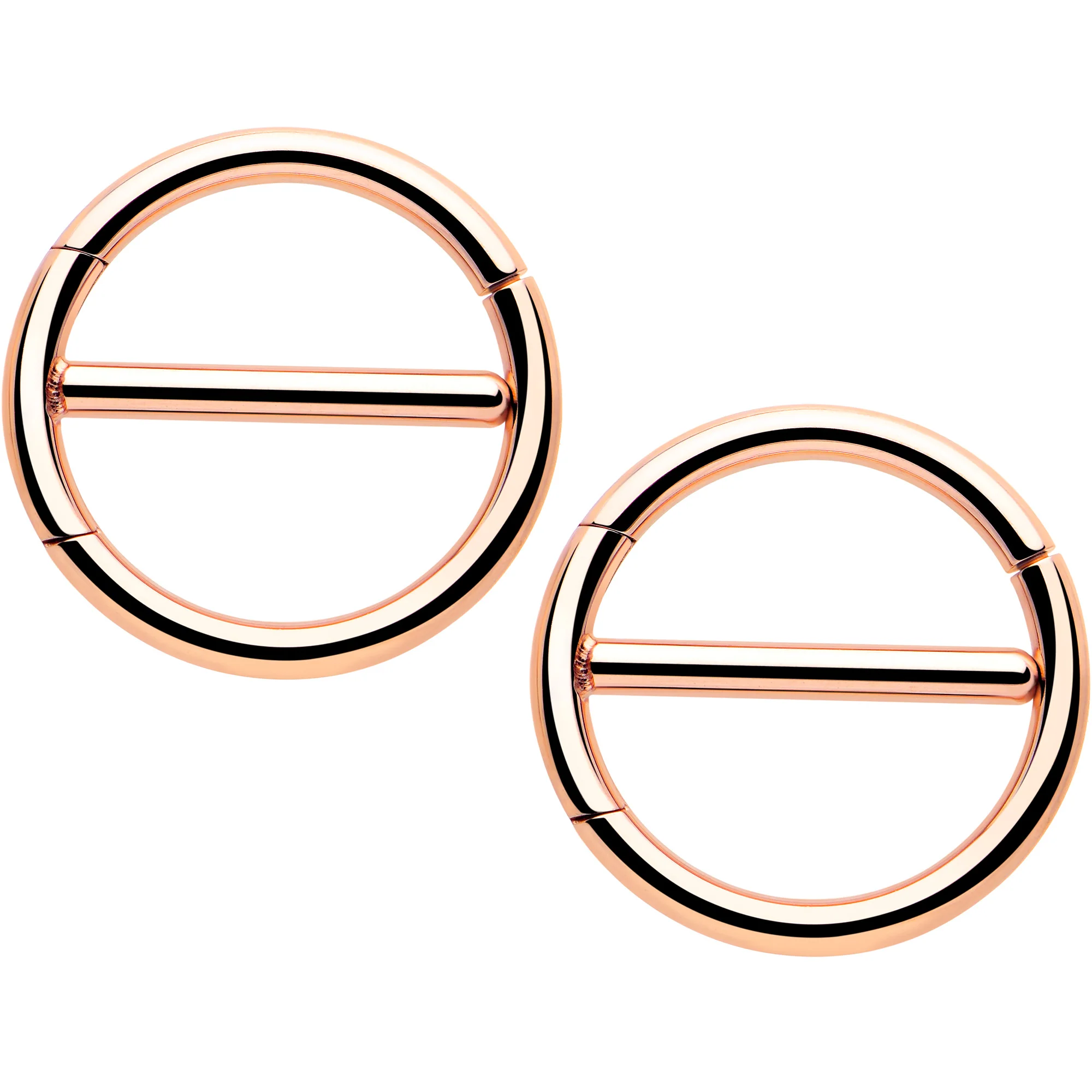 14G 1/2 Rose Gold Tone Dual Hinge Nipple Shield Set