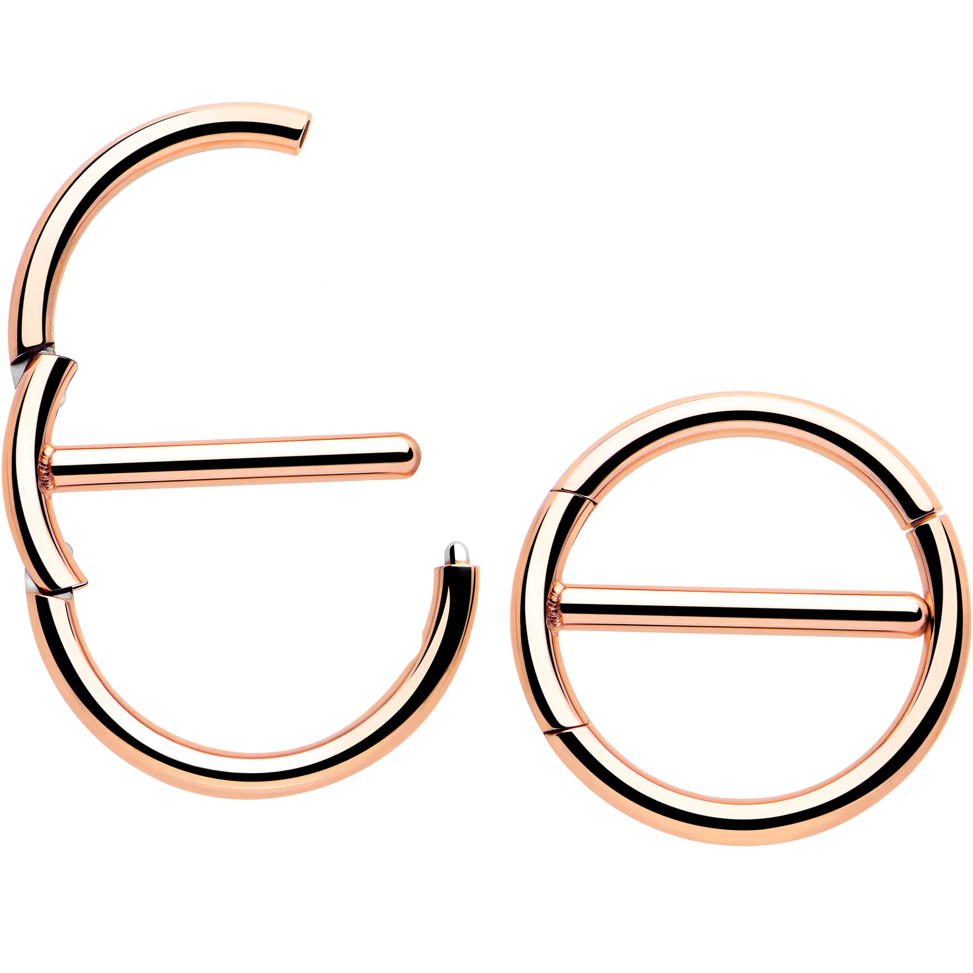 14G 1/2 Rose Gold Tone Dual Hinge Nipple Shield Set - Image 3