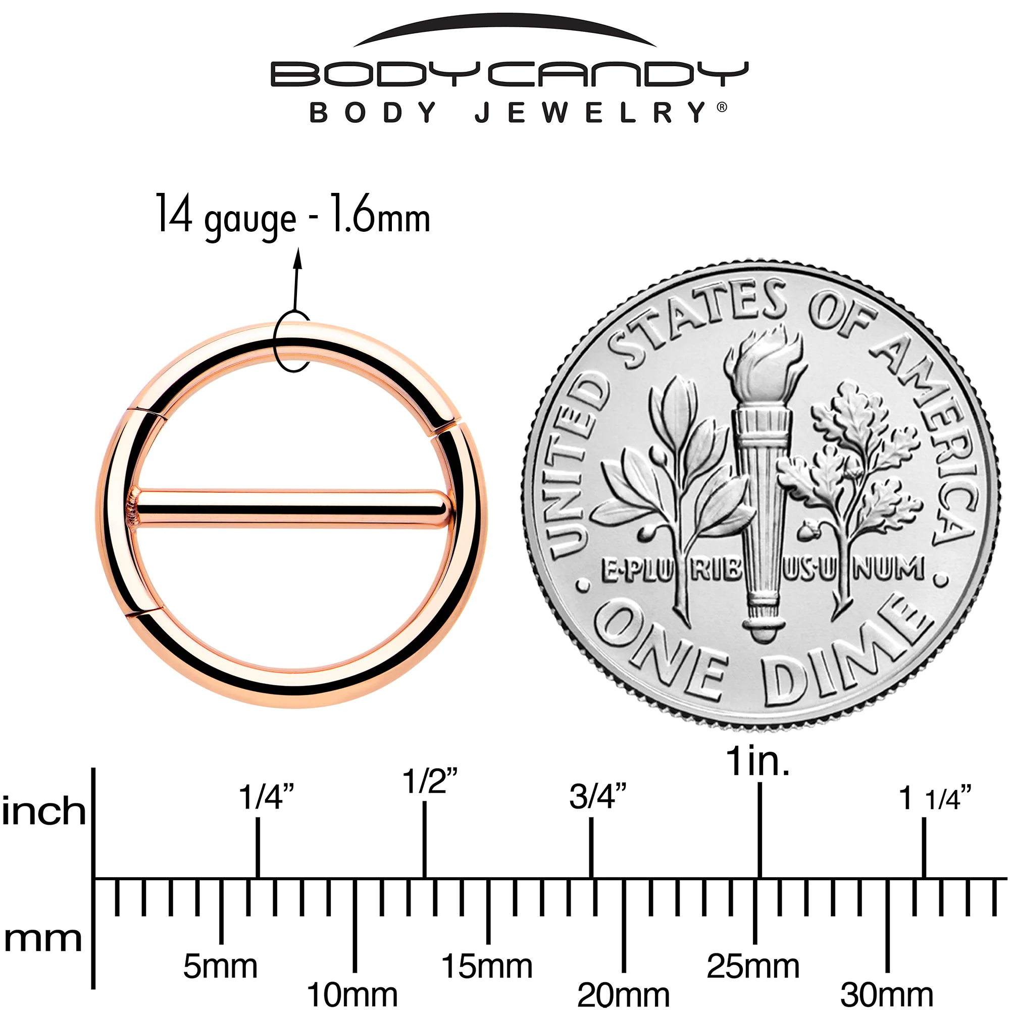 14G 1/2 Rose Gold Tone Dual Hinge Nipple Shield Set - Image 5