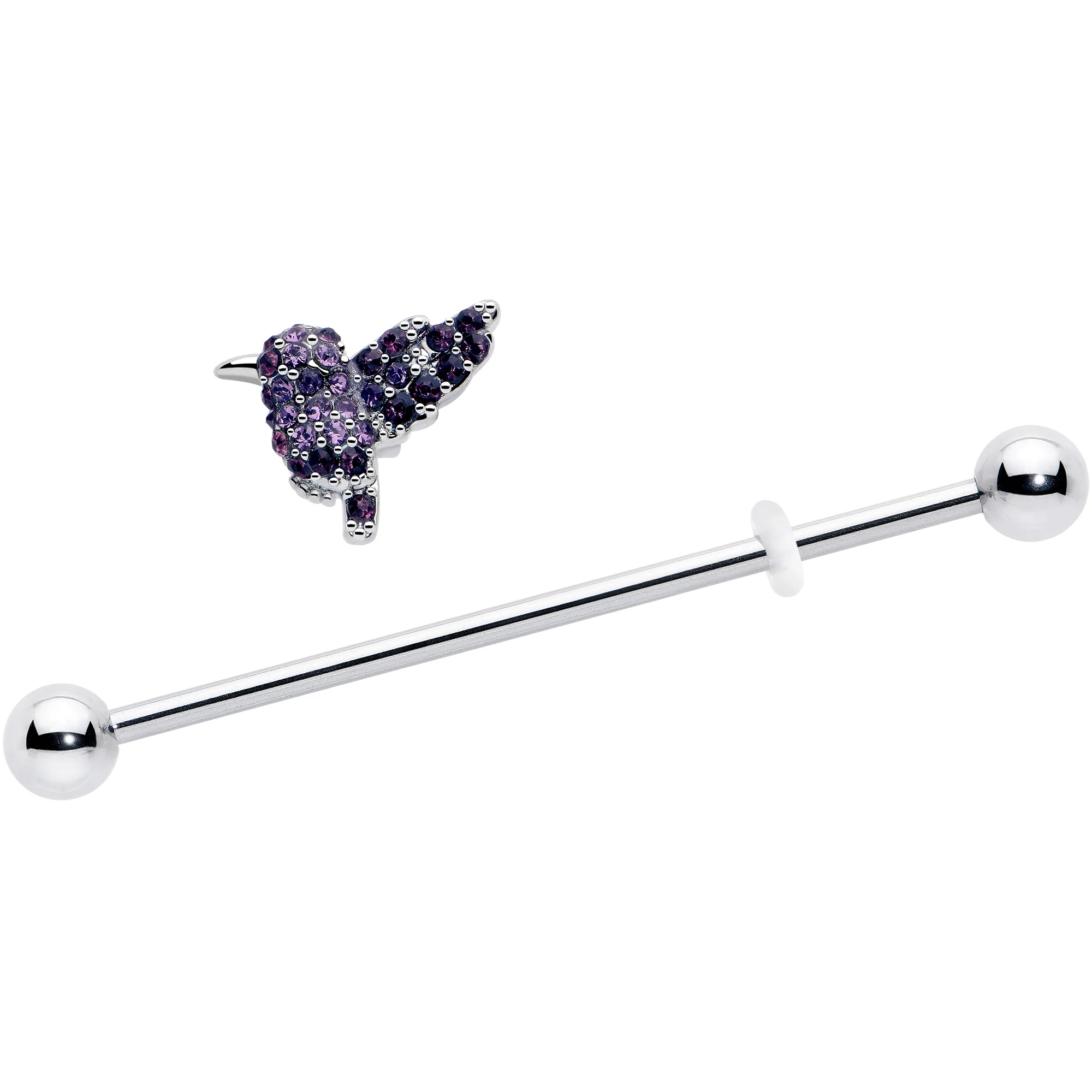 14G Purple Gem Hummingbird Flair Industrial Barbell 38mm - Image 2