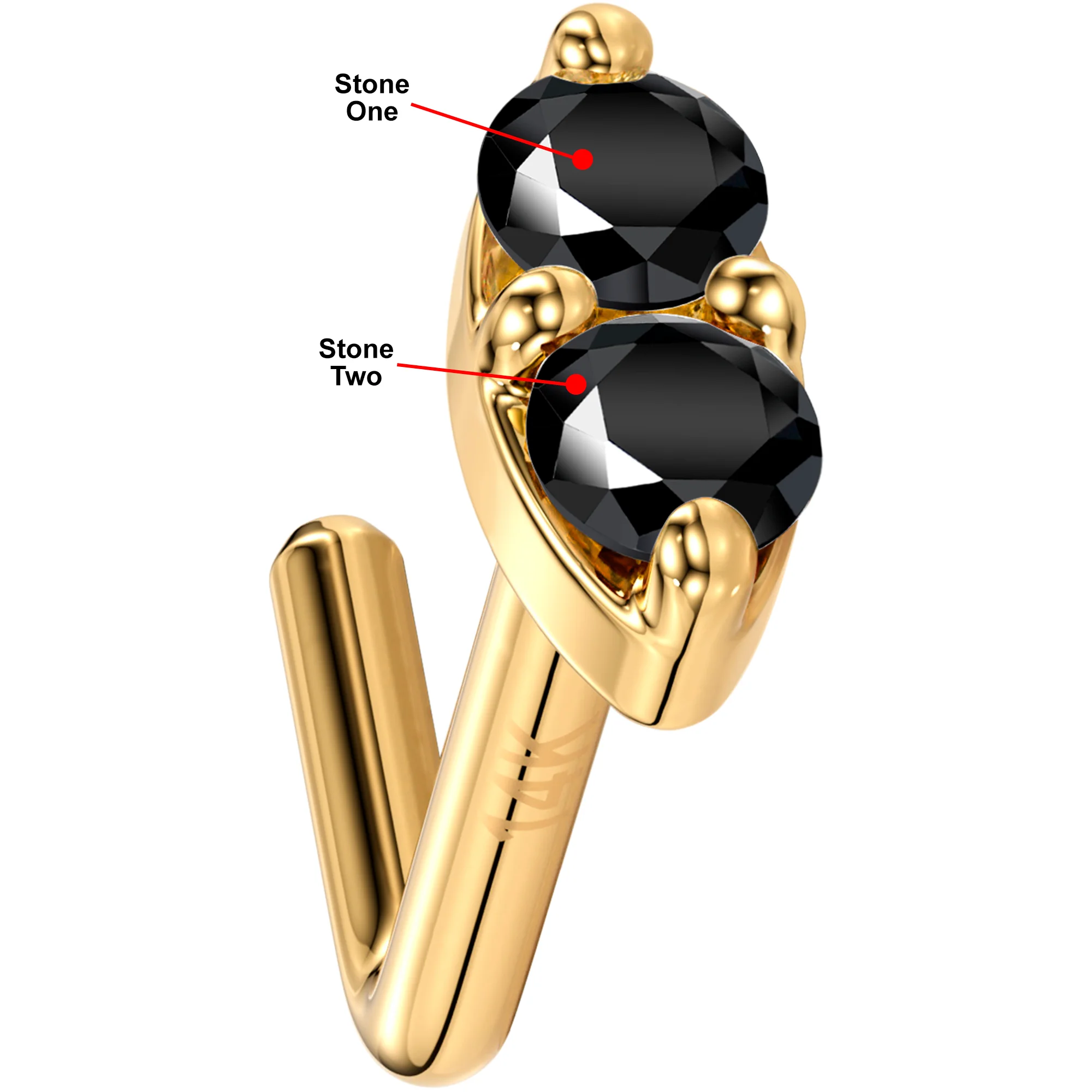 14K Gold Nose Ring with Customizable Marquise - Image 4