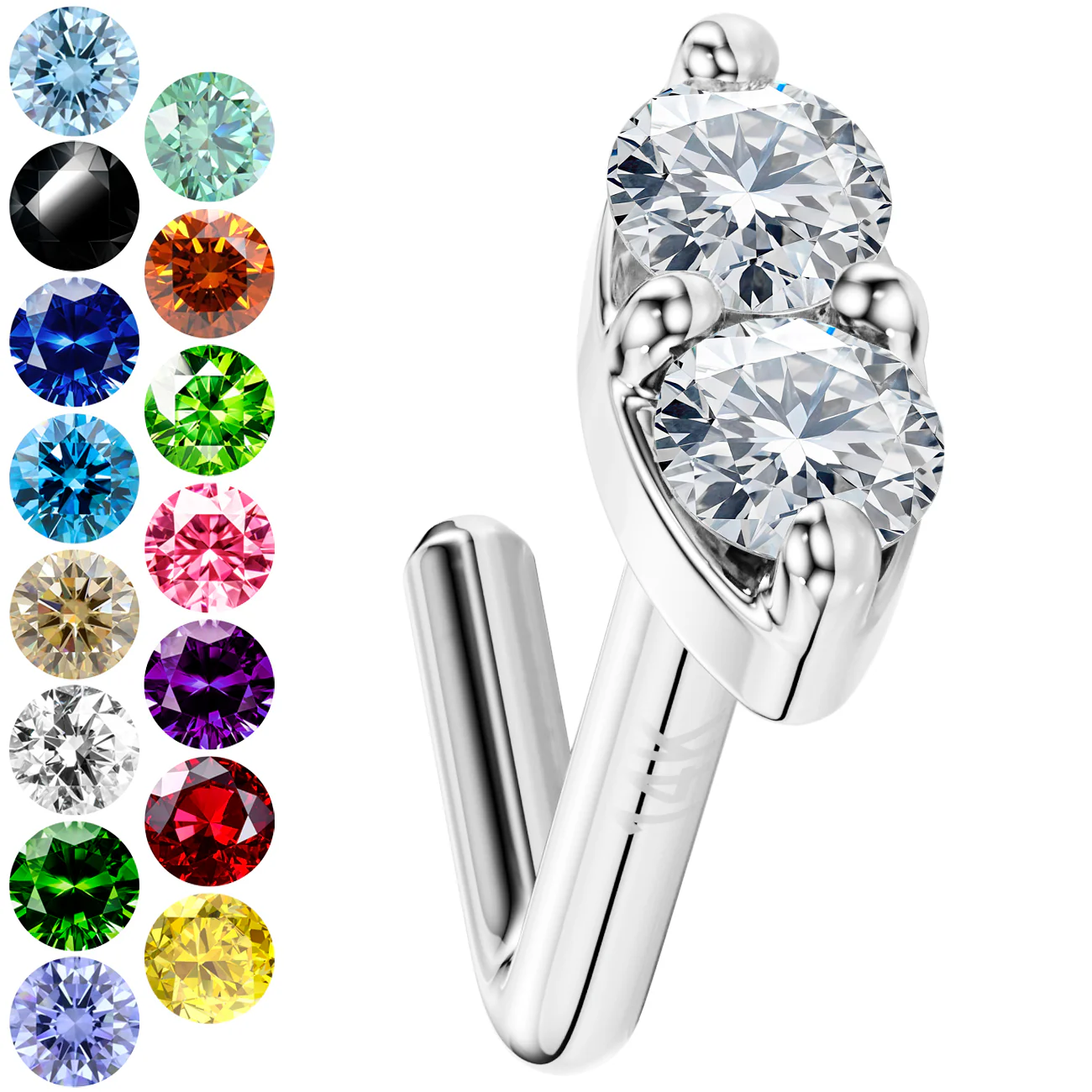 14K Gold Nose Ring with Customizable Marquise - Image 5