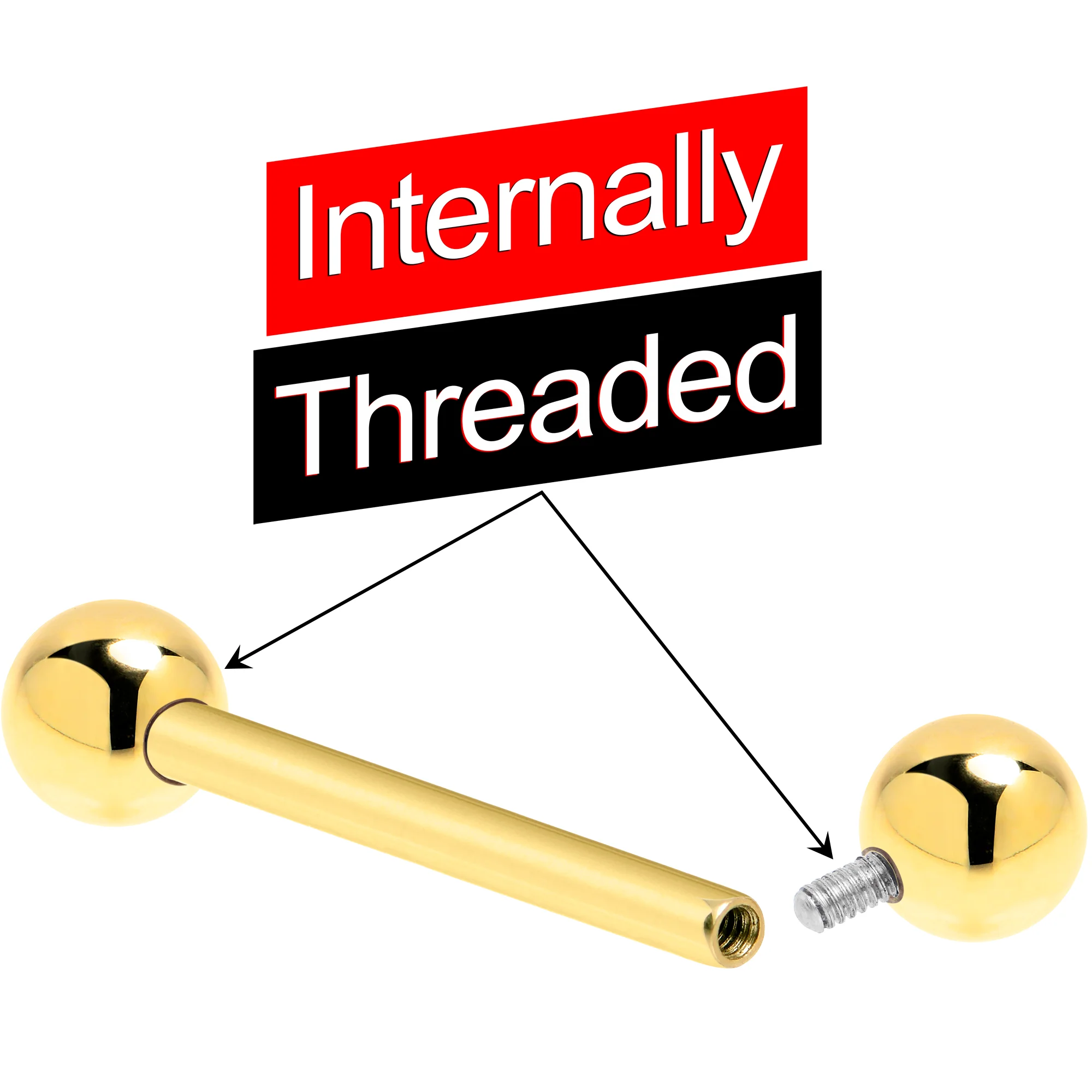 14k Solid Gold Ball Internally Threaded Barbell Tongue Ring - Image 5