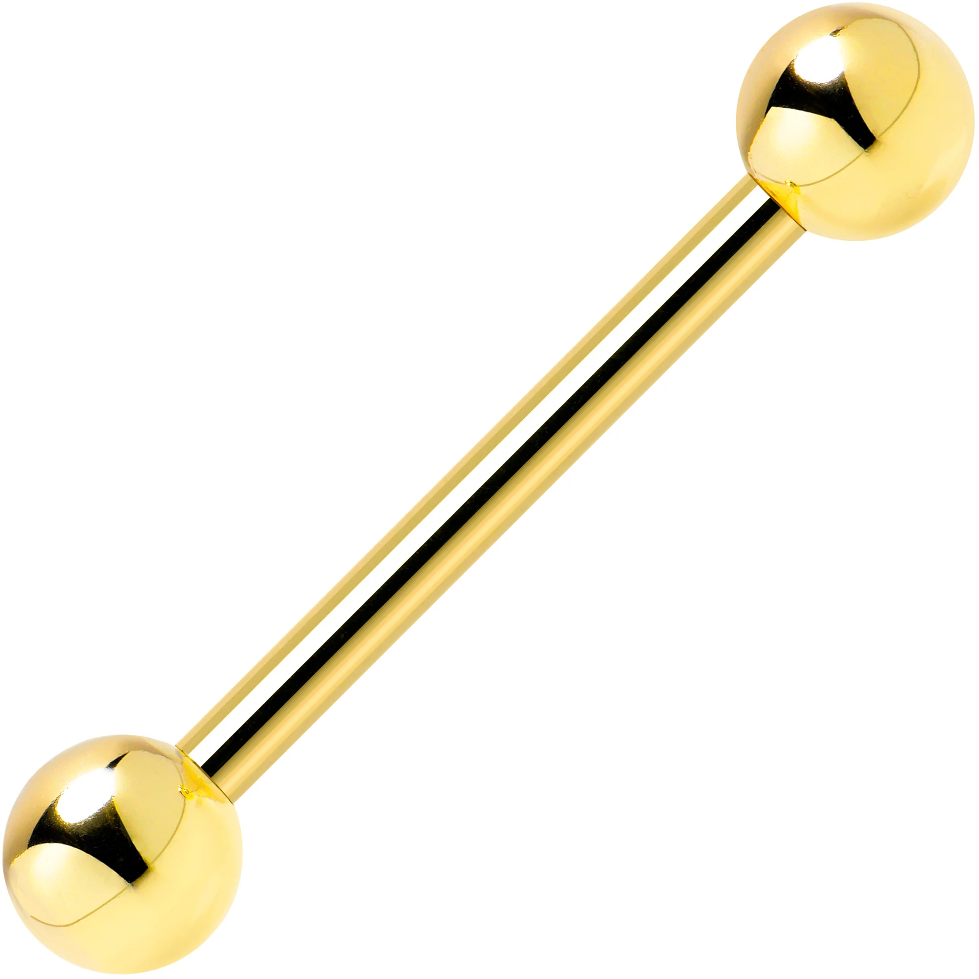 14k Solid Gold Ball Internally Threaded Barbell Tongue Ring - Image 7
