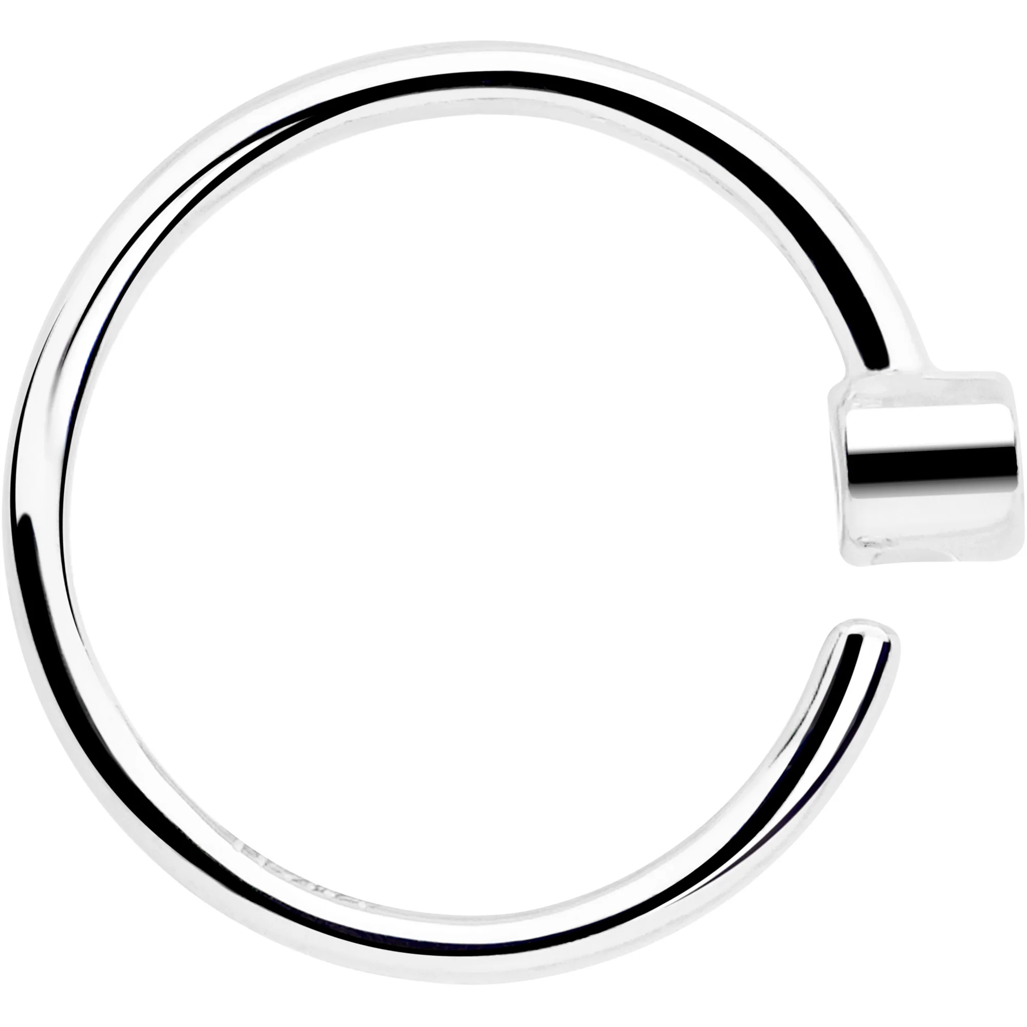 14k Solid White Gold Bendable Nose Hoop 22G 5/16 with Bezel CZ - Image 3