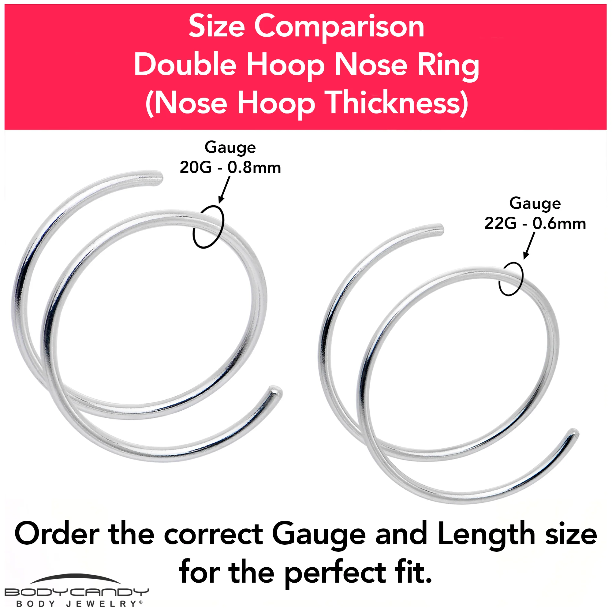 14k Solid White Gold Double Hoop Nose Spiral Nose Ring - Image 2