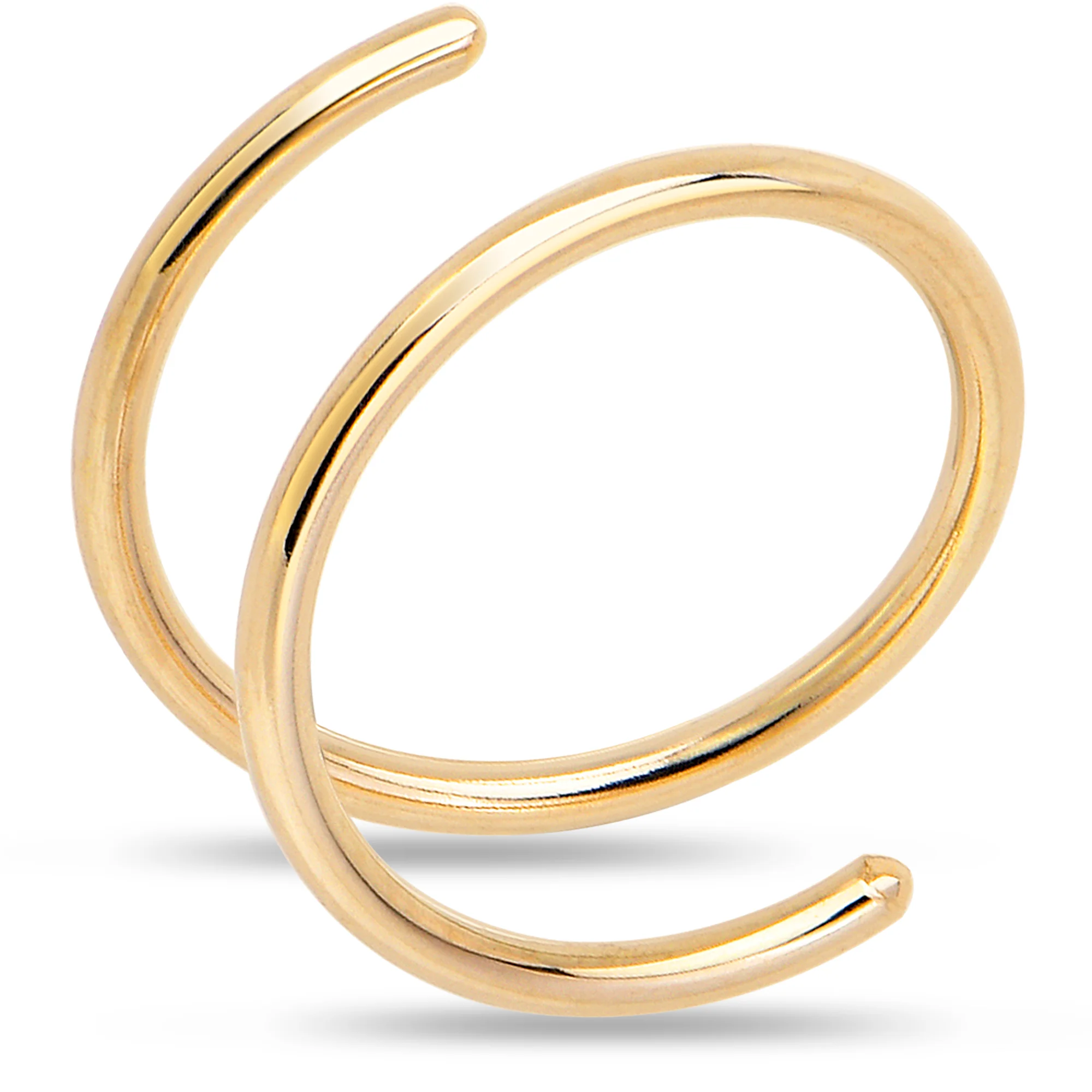14k Solid Yellow Gold Double Hoop Nose Spiral Nose Ring - Image 2