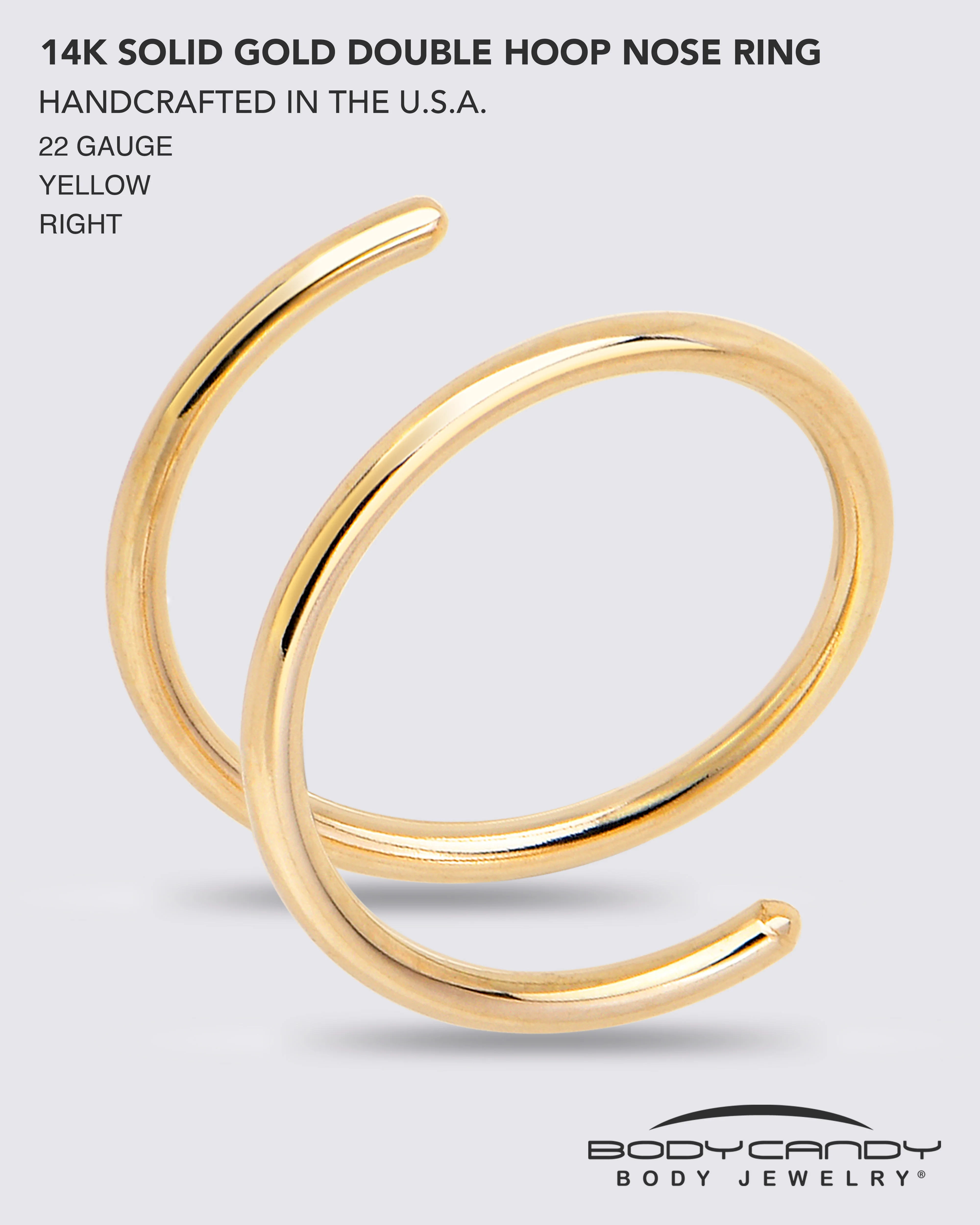 14k Solid Yellow Gold Double Hoop Nose Spiral Nose Ring - Image 5