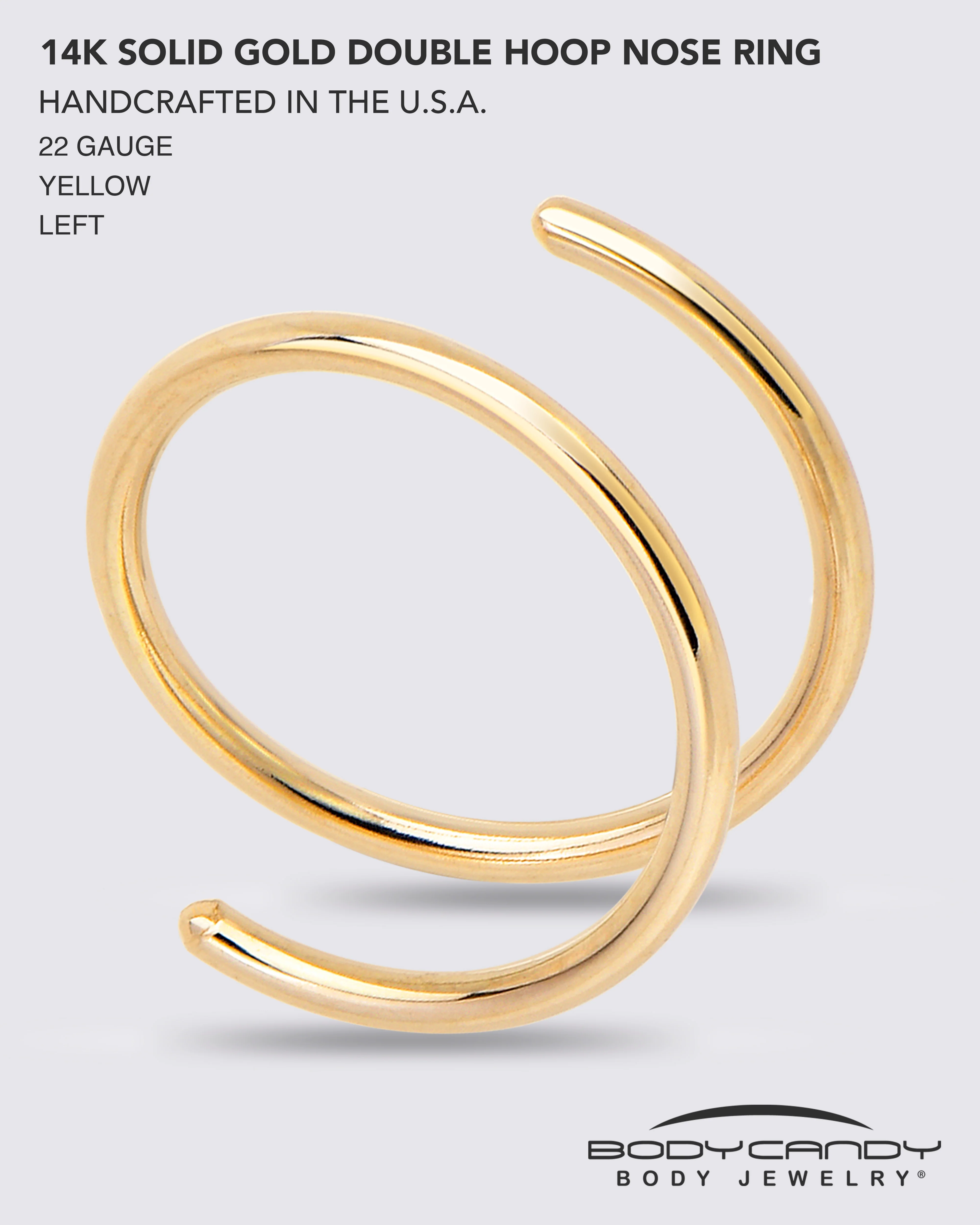 14k Solid Yellow Gold Double Hoop Nose Spiral Nose Ring - Image 6