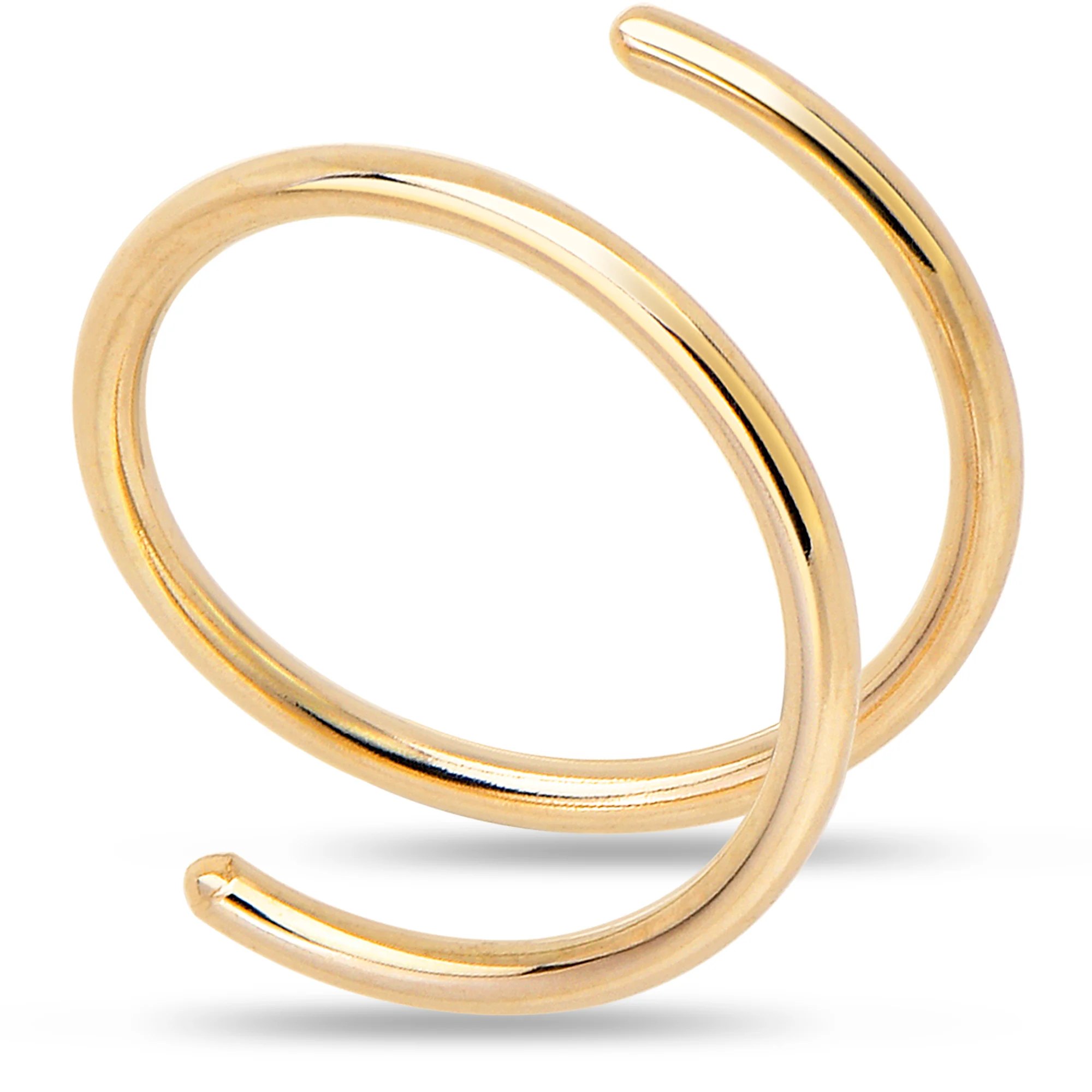 14k Solid Yellow Gold Double Hoop Nose Spiral Nose Ring - Image 8