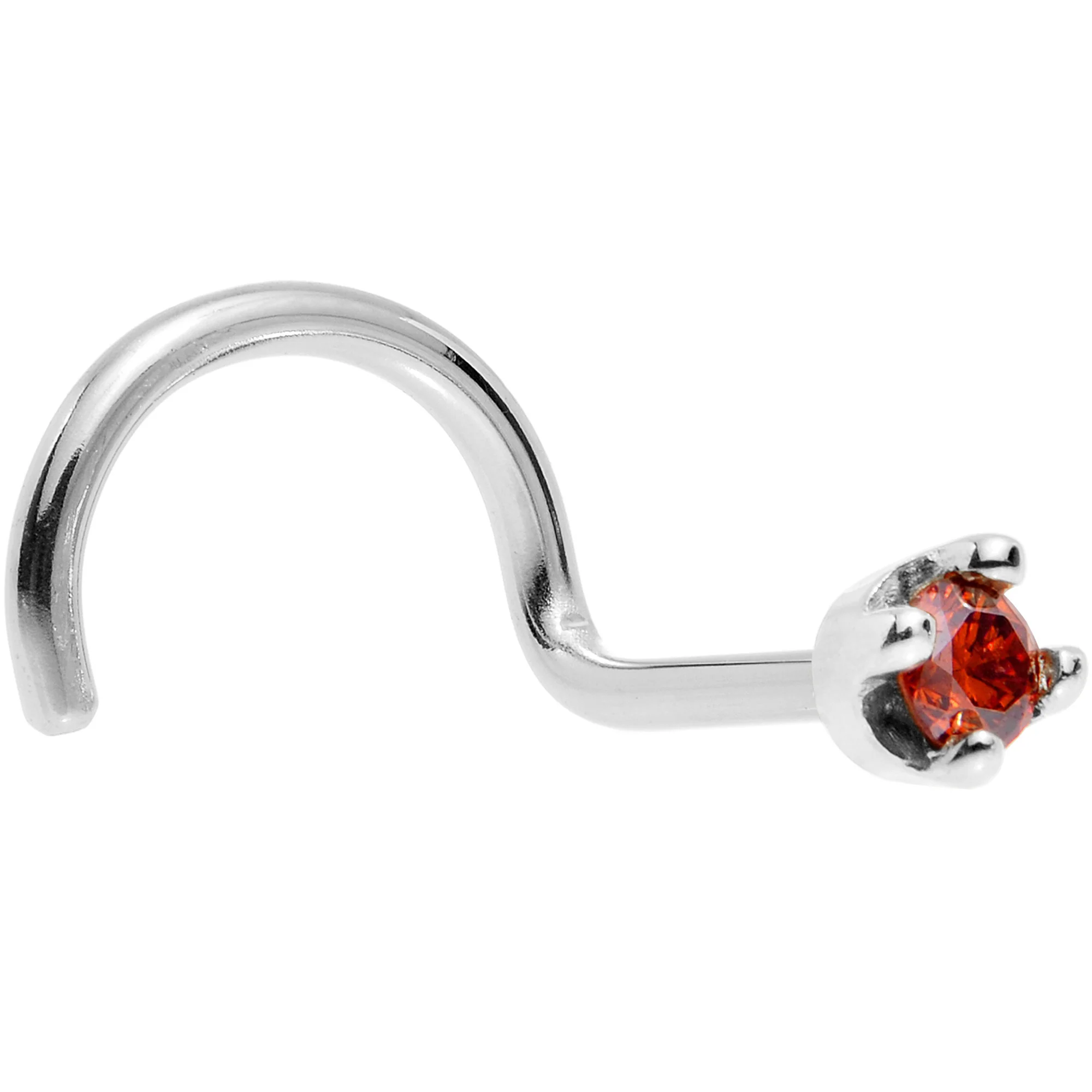 14k White Gold 2mm Lab Grown Red Diamond Nose Ring - Image 13