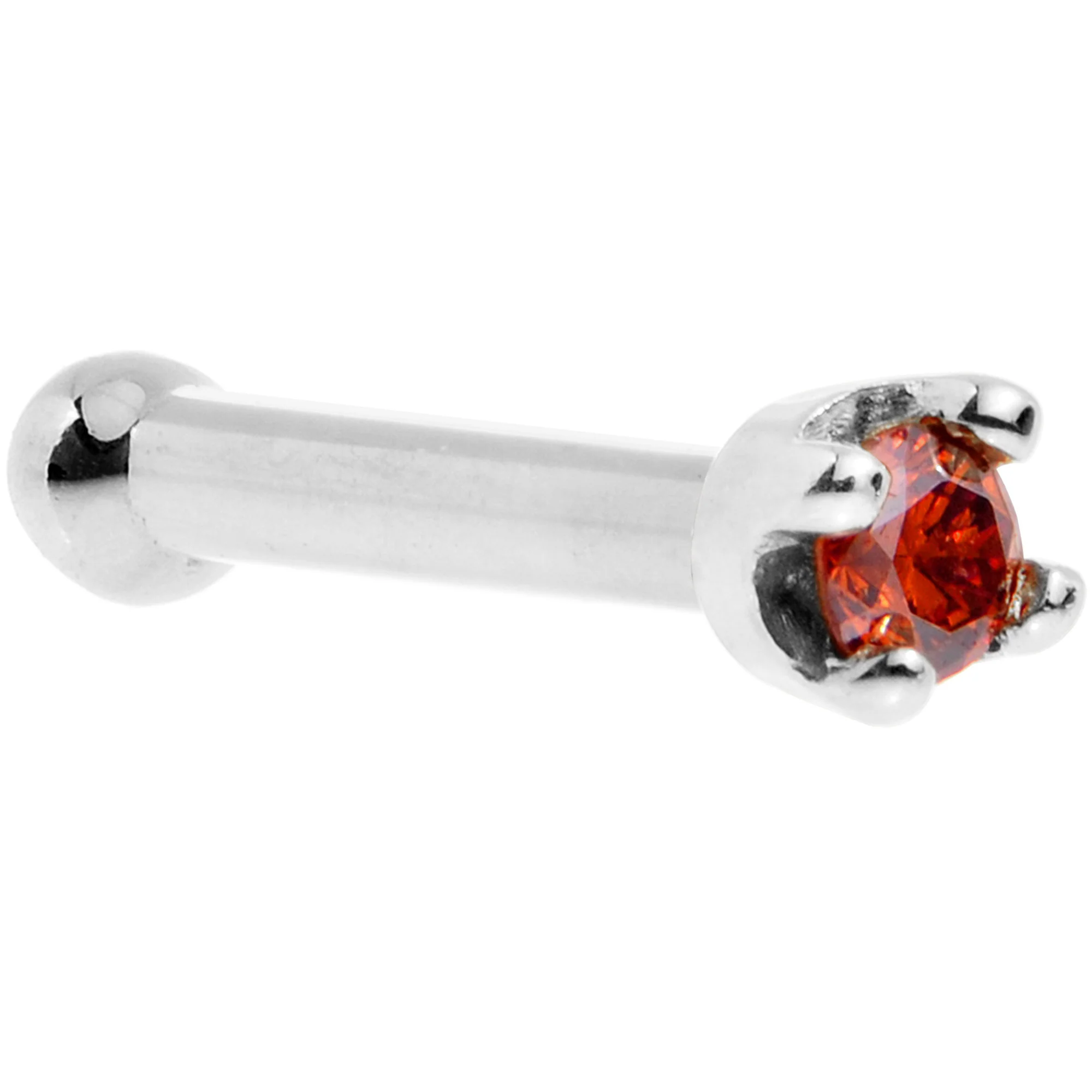 14k White Gold 2mm Lab Grown Red Diamond Nose Ring - Image 14