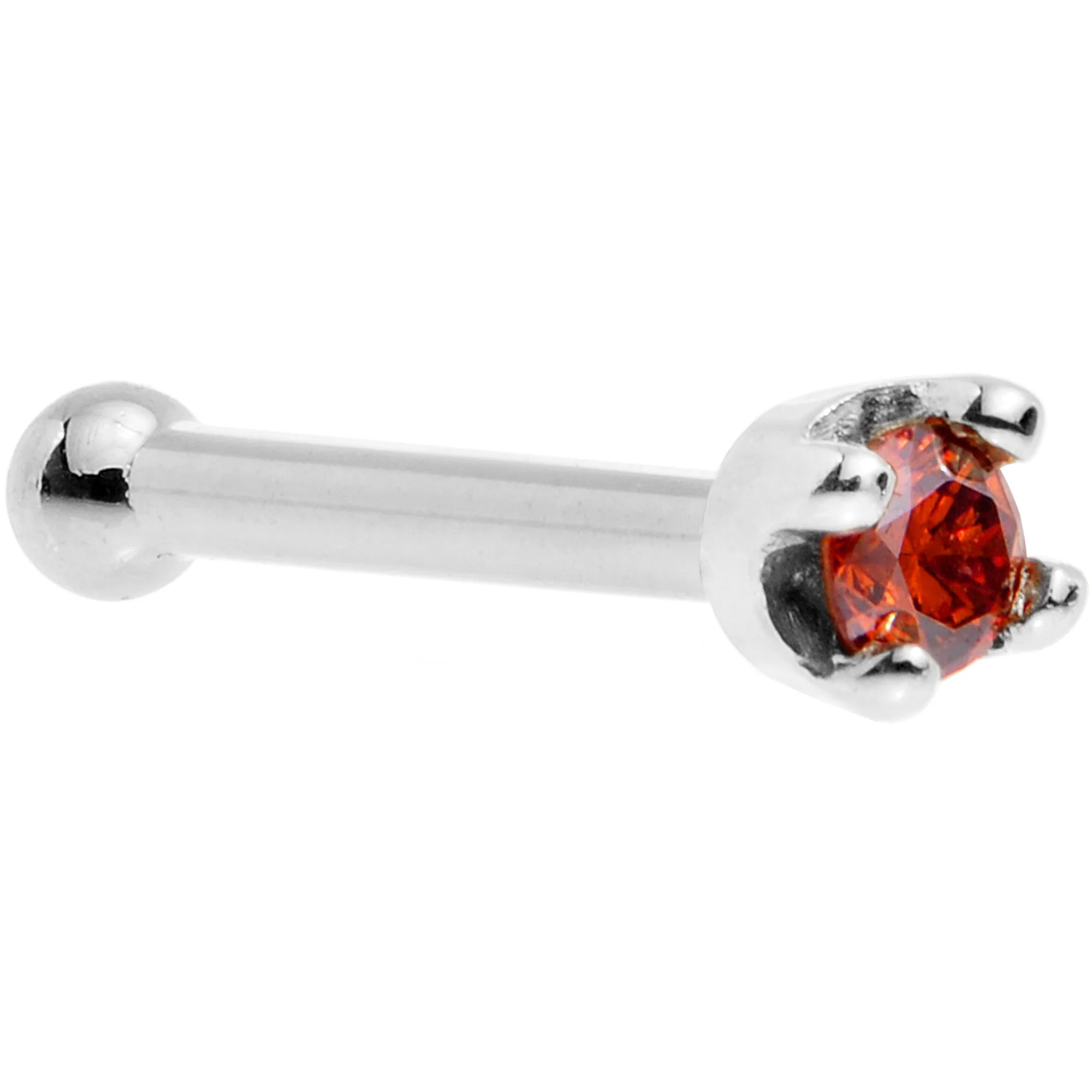 14k White Gold 2mm Lab Grown Red Diamond Nose Ring - Image 15