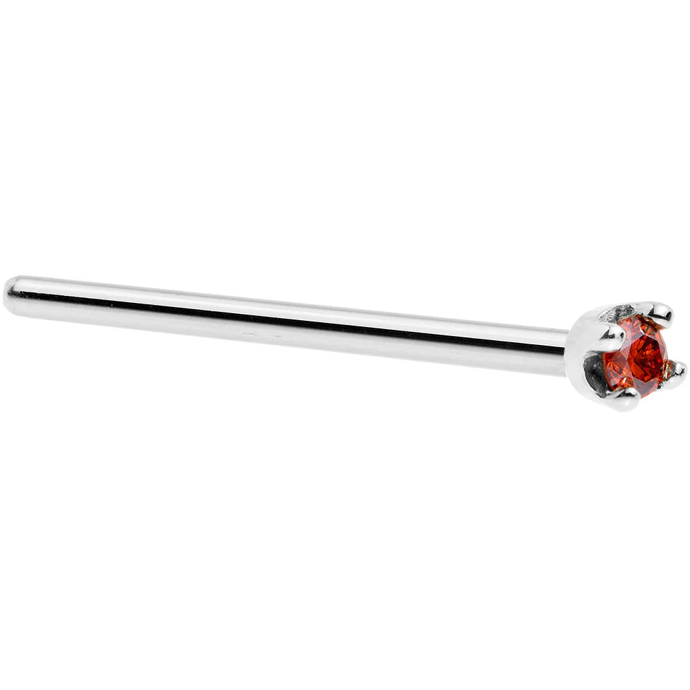 14k White Gold 2mm Lab Grown Red Diamond Nose Ring - Image 4