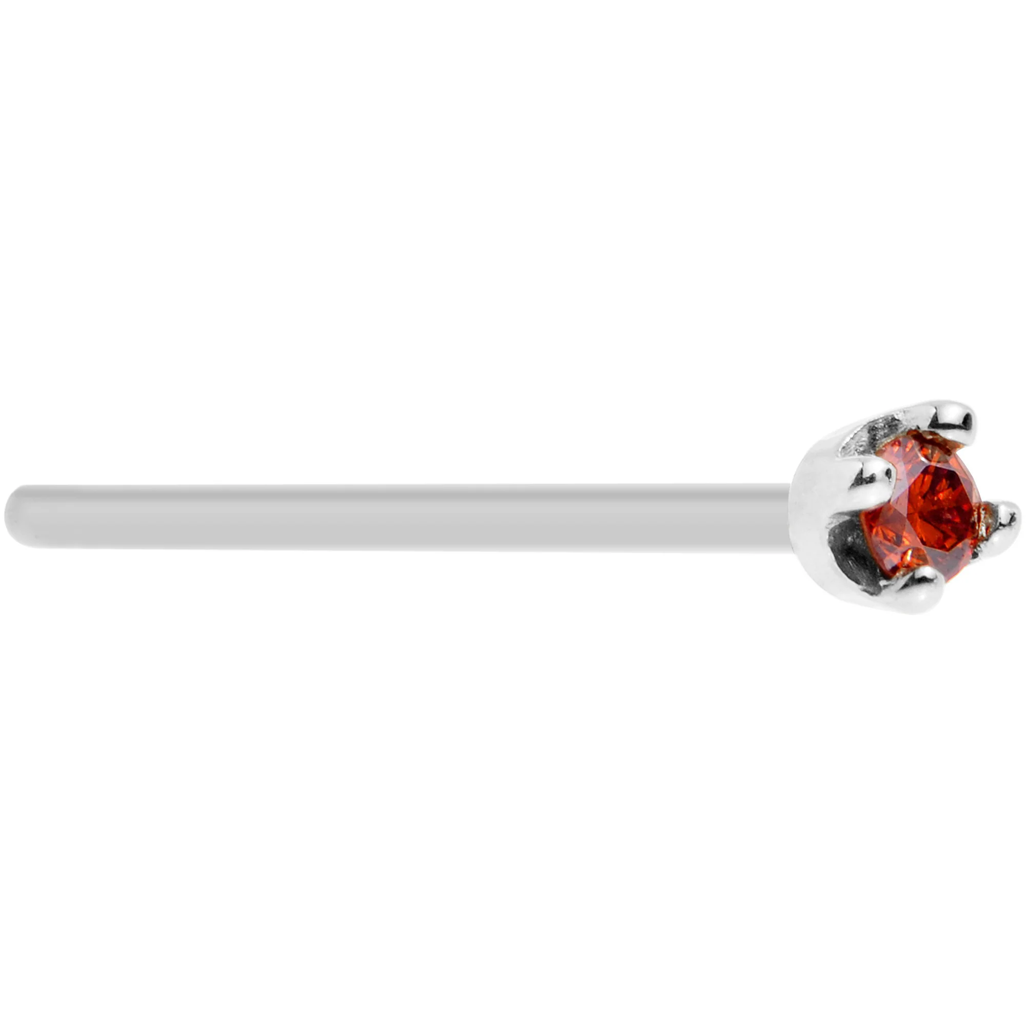 14k White Gold 2mm Lab Grown Red Diamond Nose Ring - Image 8