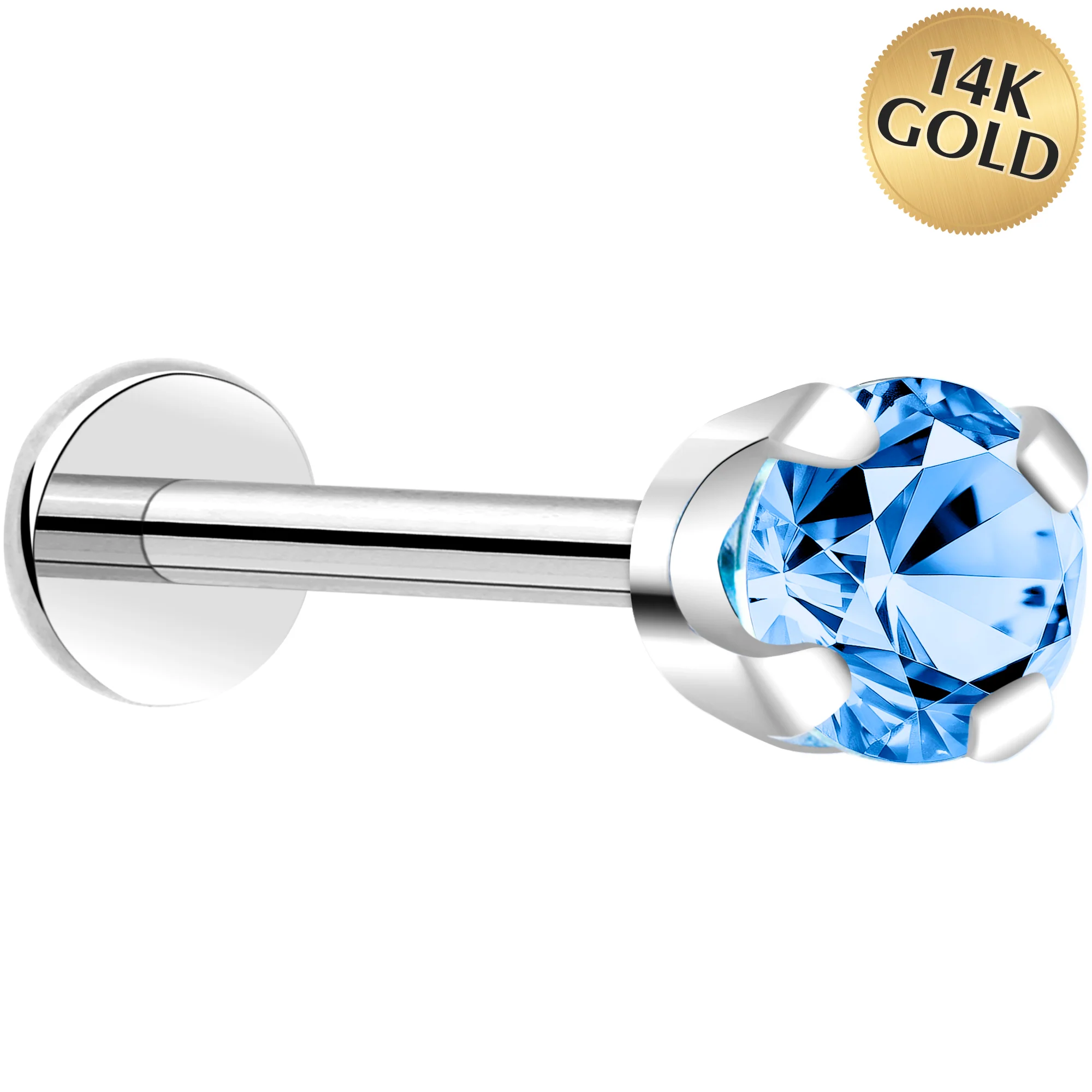 14k White Gold Flat Back Earring with 3mm Cubic Zirconia Handmade - Image 11