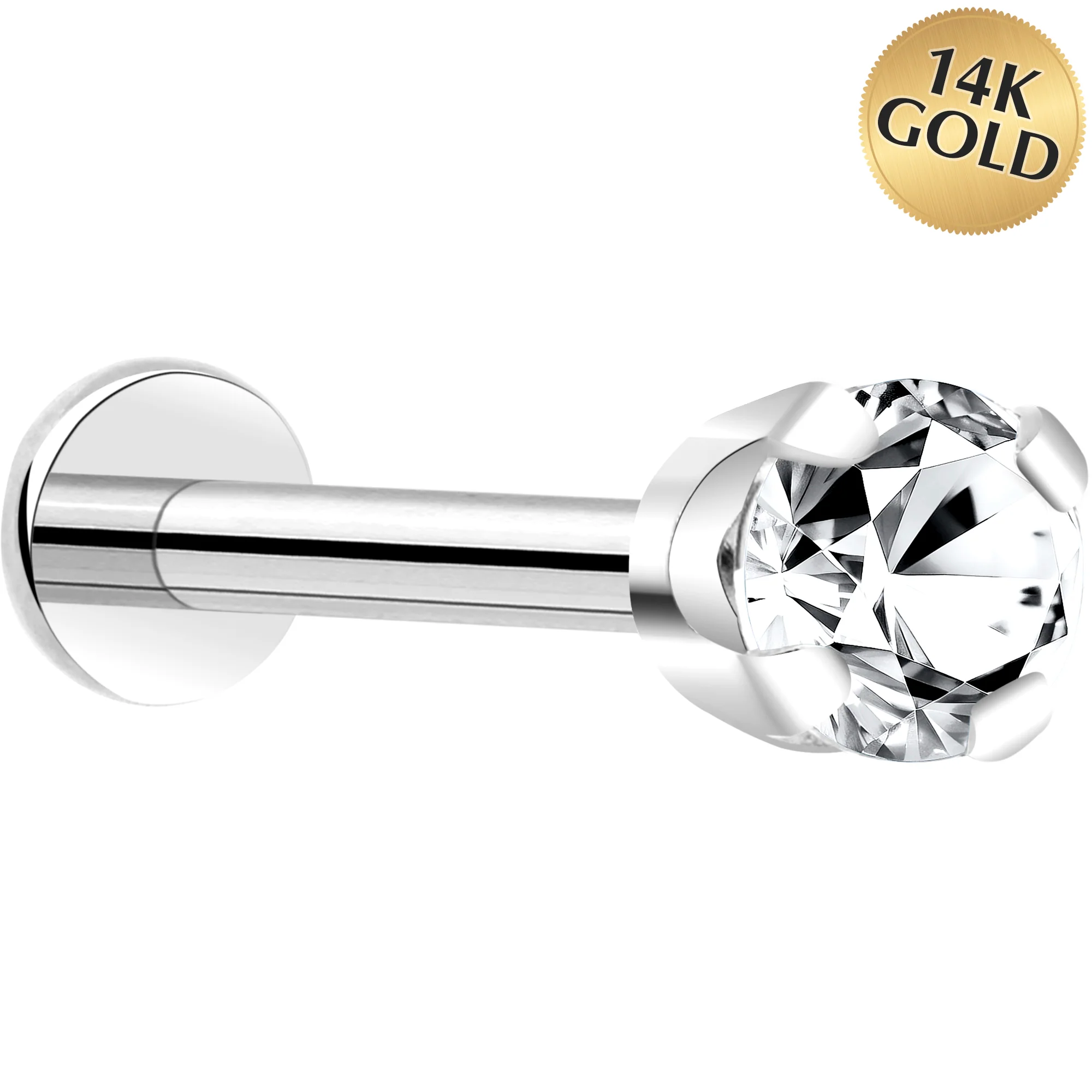 14k White Gold Flat Back Earring with 3mm Cubic Zirconia Handmade - Image 20