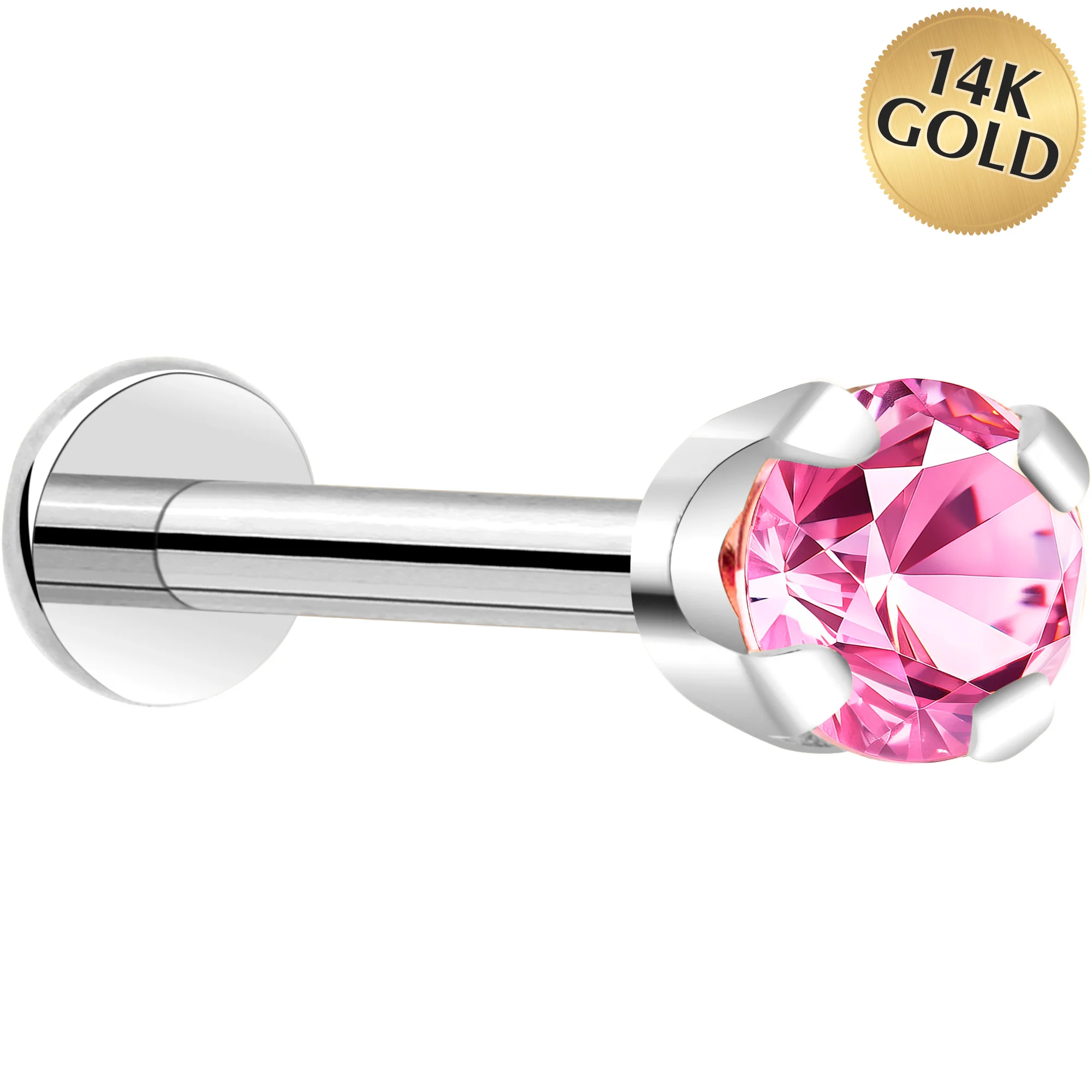 14k White Gold Flat Back Earring with 3mm Cubic Zirconia Handmade - Image 21
