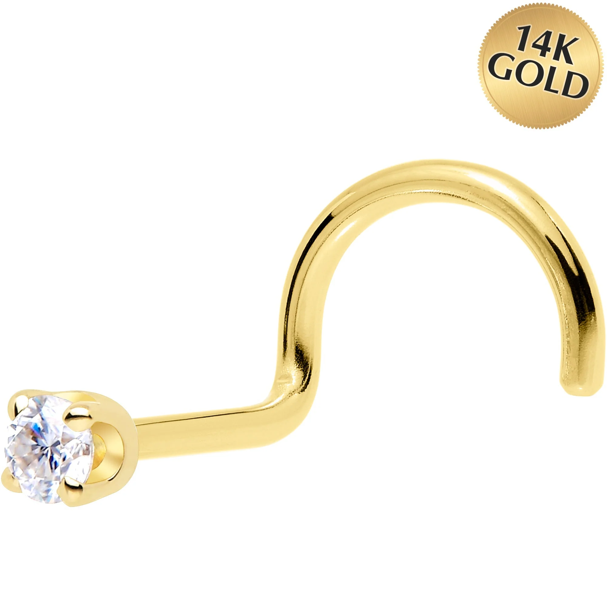 14k Yellow Gold 2mm Lab Grown Diamond Nose Ring - Image 3