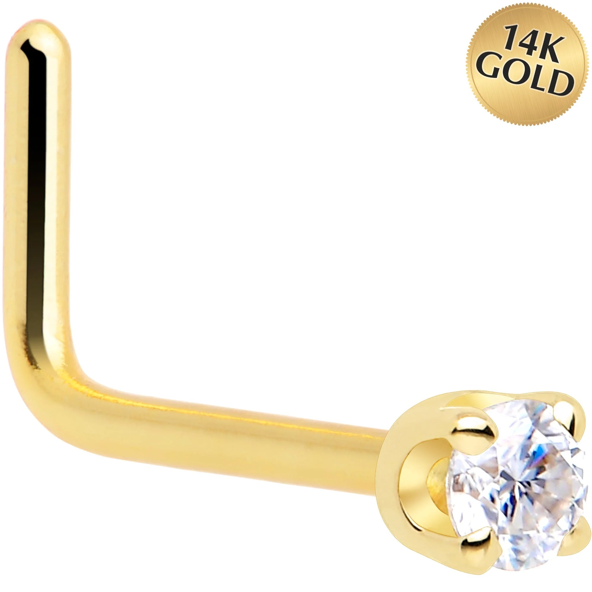 14k Yellow Gold 2mm Lab Grown Diamond Nose Ring - Image 4