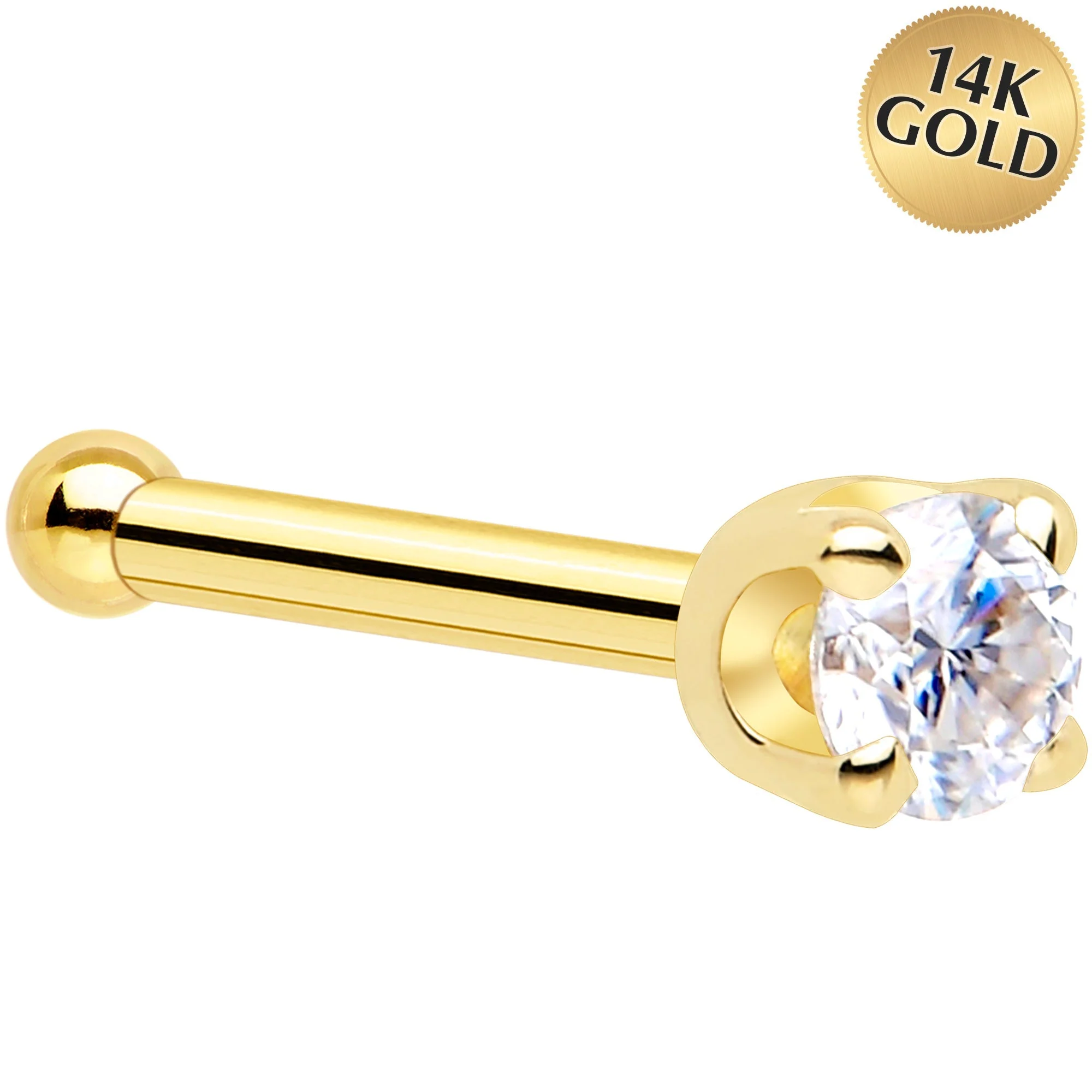 14k Yellow Gold 2mm Lab Grown Diamond Nose Ring - Image 5