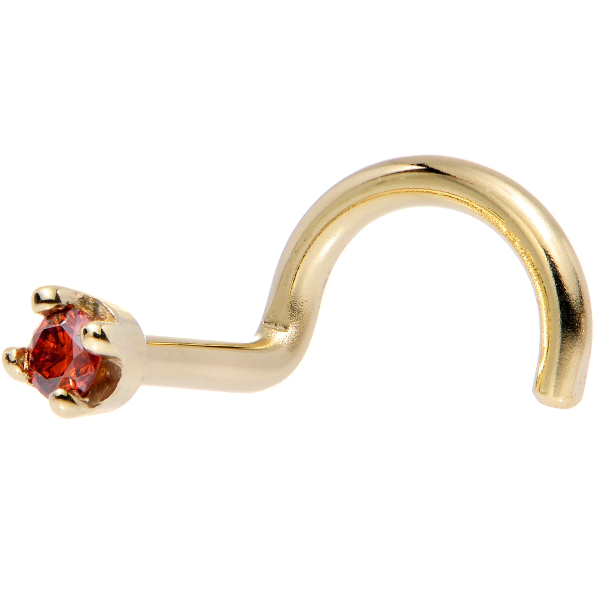 14k Yellow Gold 2mm Lab Grown Red Diamond Nose Ring - Image 10