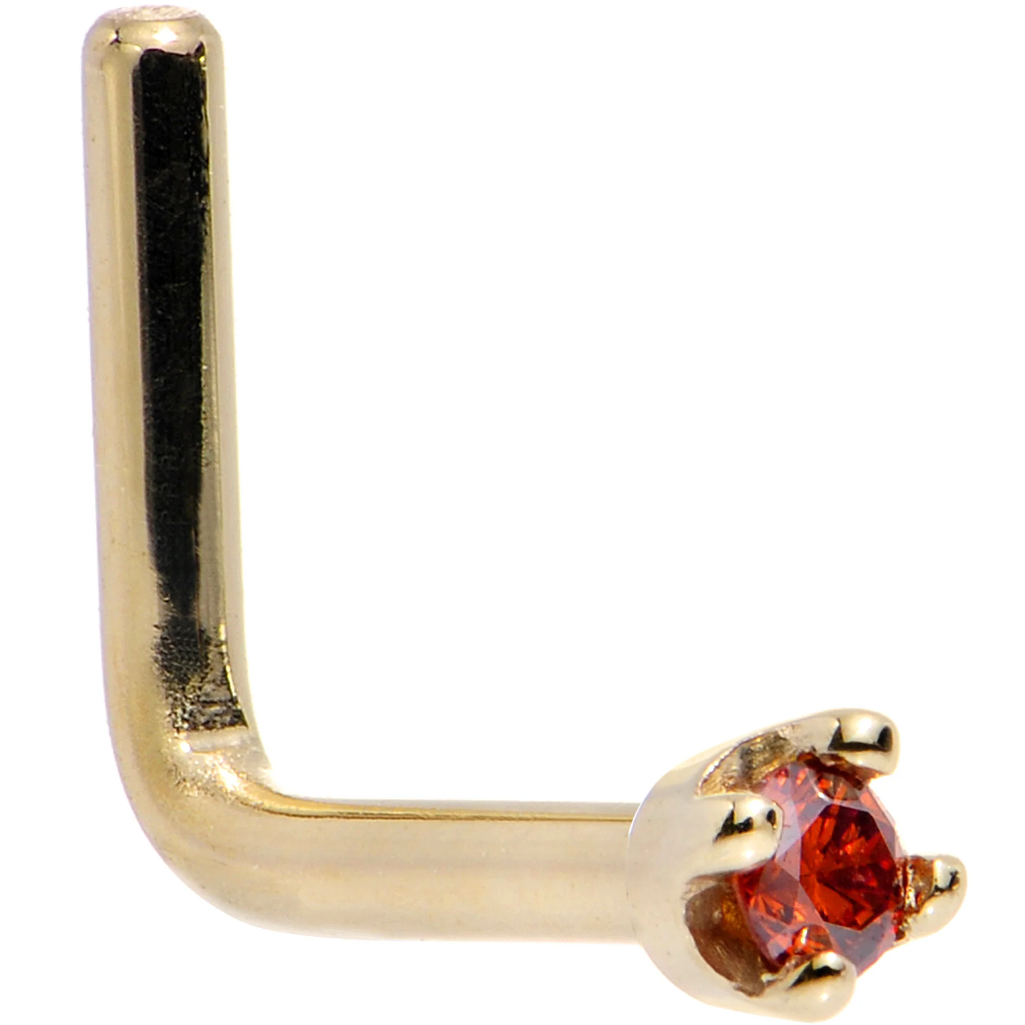 14k Yellow Gold 2mm Lab Grown Red Diamond Nose Ring - Image 11